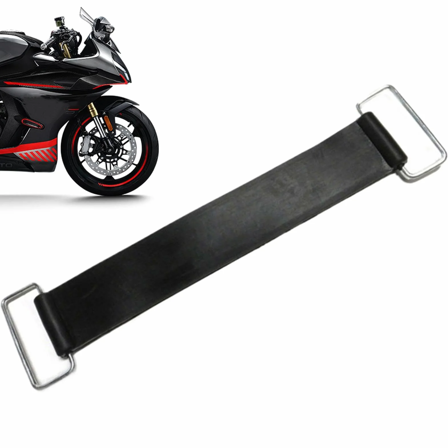 Cinghia di fissaggio per batteria moto, cinturino in gomma resistente, supporto batteria elastico