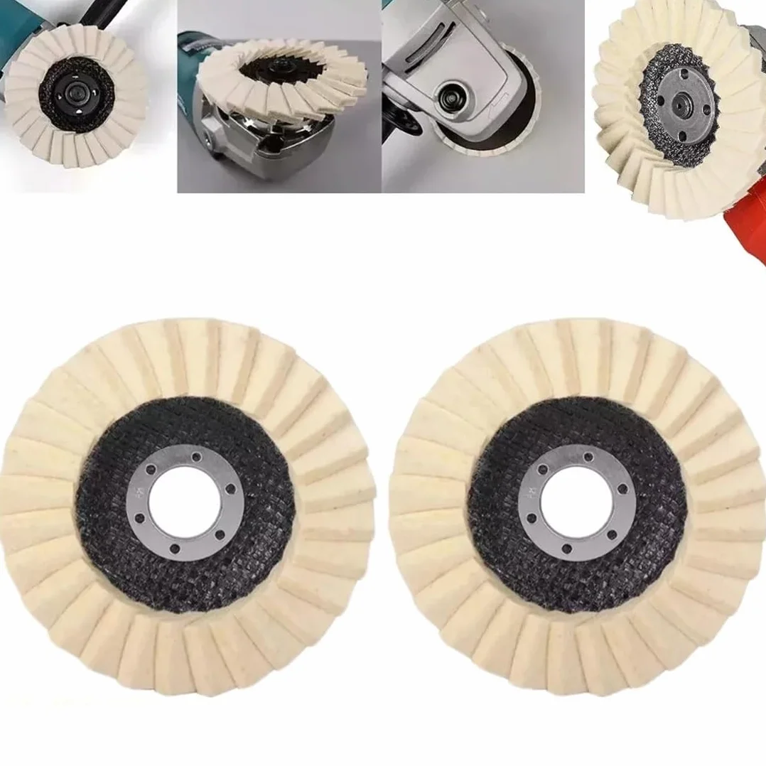 2 dischi lamellari in feltro da 115 mm, dischi per lucidatura in lana, dischi per lucidatura per smerigliatrice angolare per lucidatura metallo legno