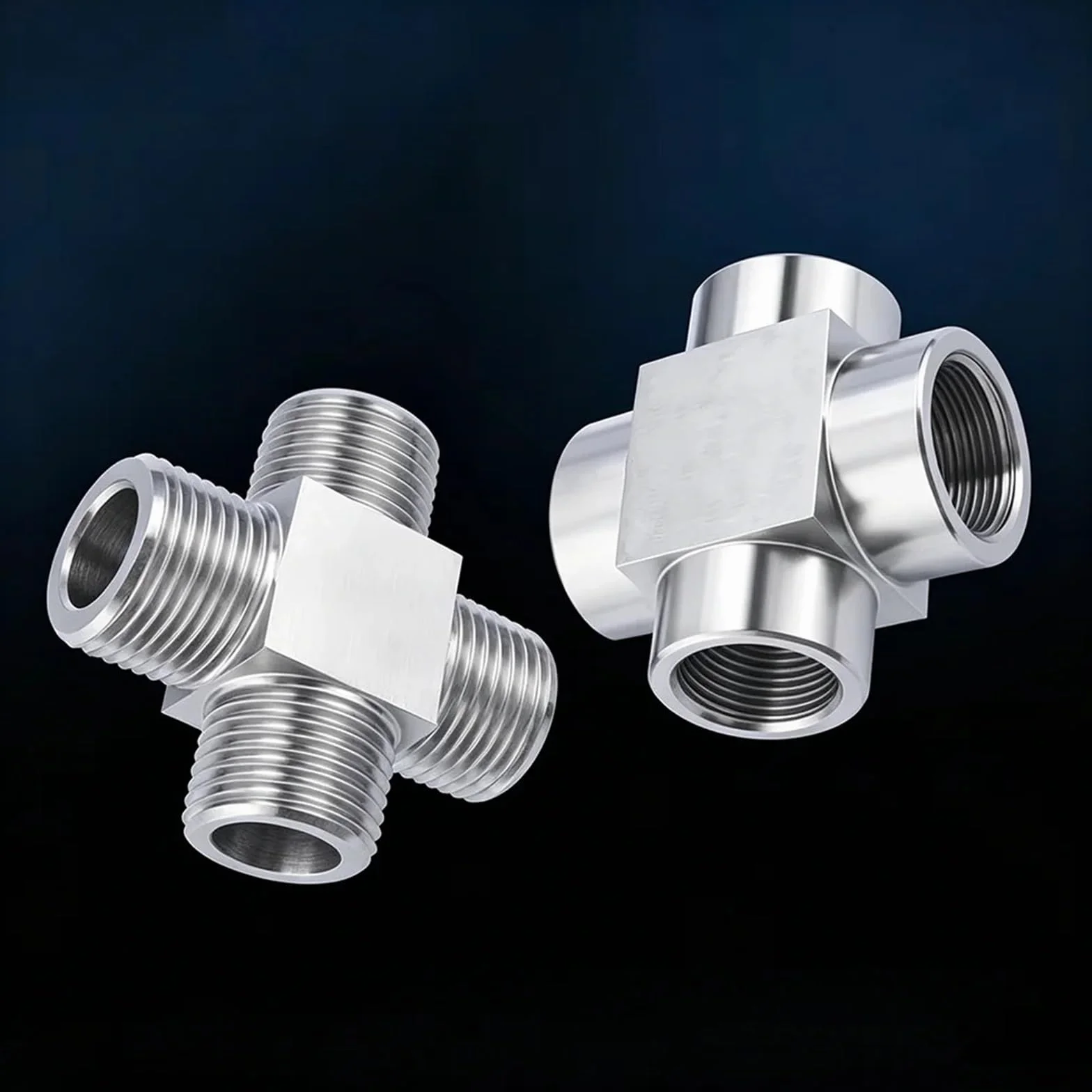 M14 M16 M18 M20 1/8 "1/4" 3/8 "1/2" BSP NPT Filettatura Maschio Femmina In Acciaio Inox 304 4 Vie Croce Raccordo Connettore Comune(NPT1 Female)