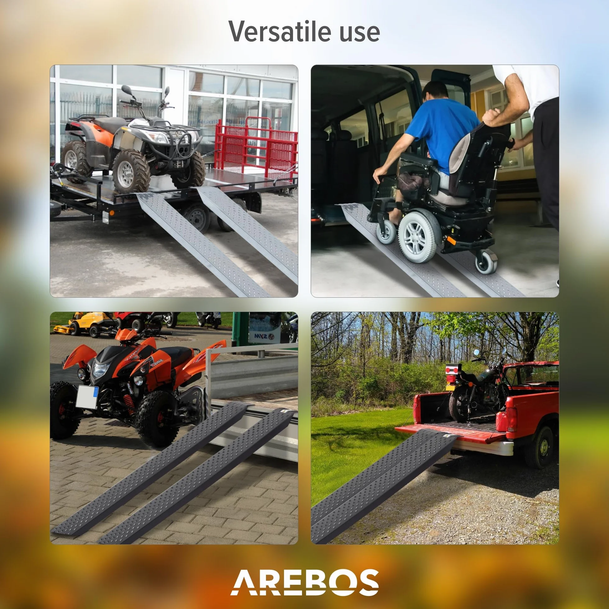 Arebos 2 rampe di carico per moto, in acciaio zincato, 200 kg per pezzo, 400 kg per coppia, binari di carico per moto, ATV, quad, auto, rampa per rimorchio, antracite