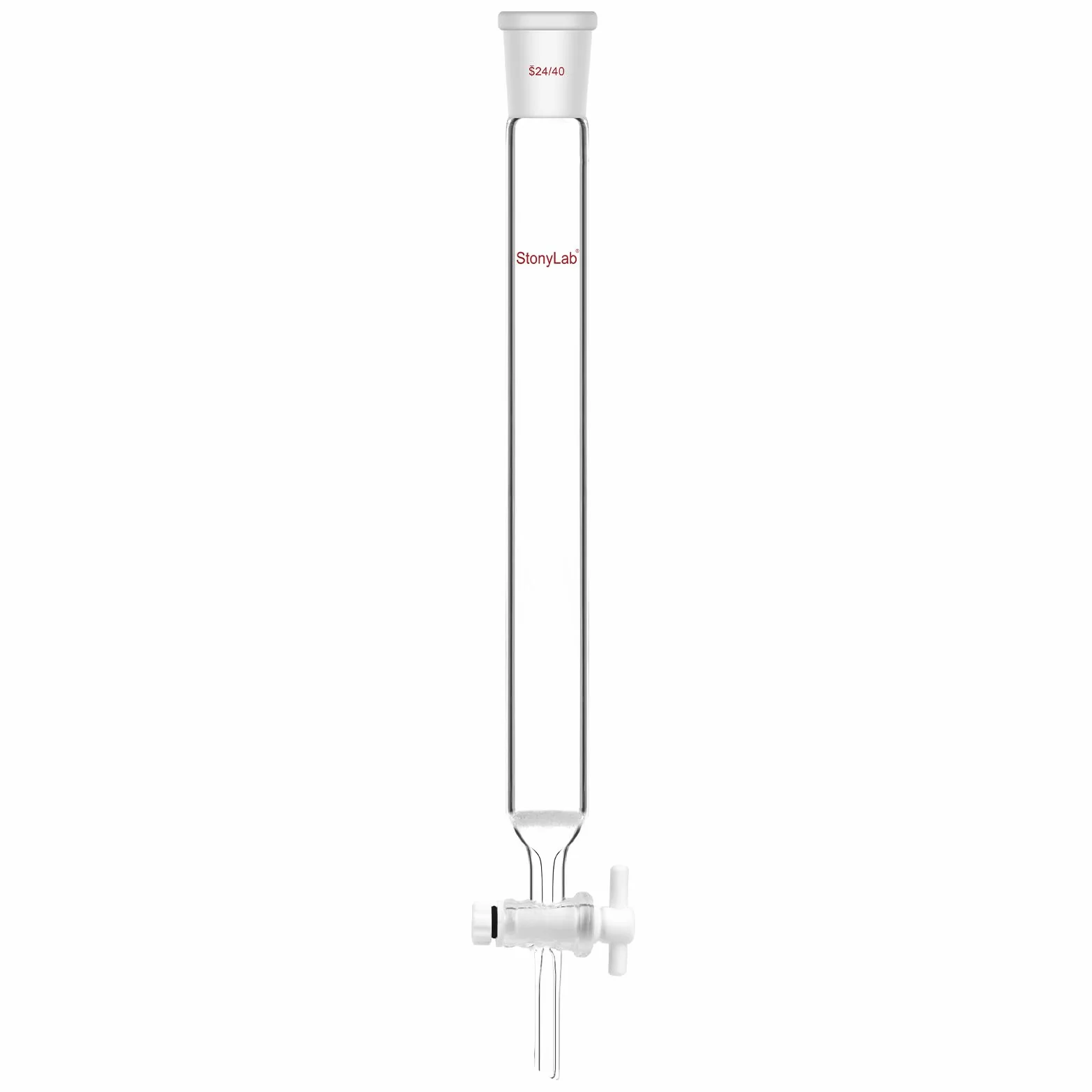 stonylab Colonna di Cromatografia, Diametro Interno di 25,4 mm, Lunghezza Effettiva di 254 mm, Tappo di Sabbia G2, Giunto Conico Standard 24/40, Vetro Borosilicato, per Applicazioni di Laboratorio
