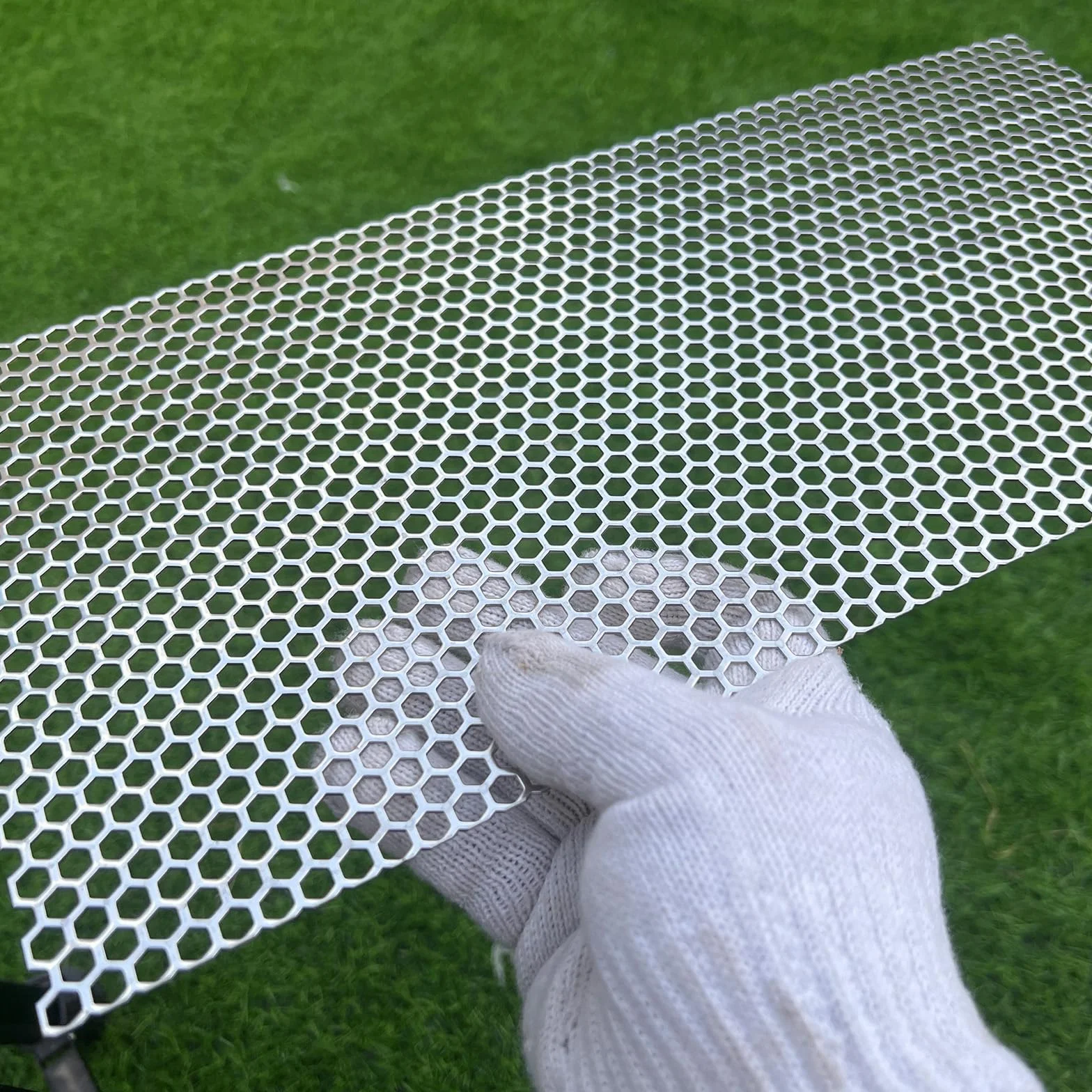 Lamiera perforata 400 mm x 200 mm, spessa 1,1 mm, Foro esagonale da 1/4" (circa 6 mm) lamiera perforata in acciaio inossidabile 304, piastra di schermatura, piastra decorativa
