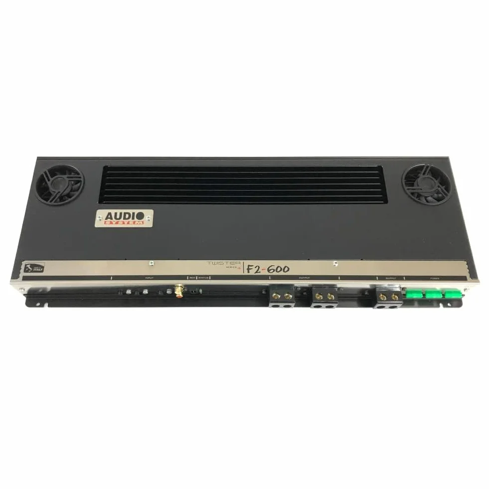 KIT SET PER AUDIO SYSTEM F2-600, 1 amplificatore stereo 2 canali classe ab 2 x 460 watt rms a 2 ohm, 3000 watt max, spl, cofano, auto, 1 pezzo