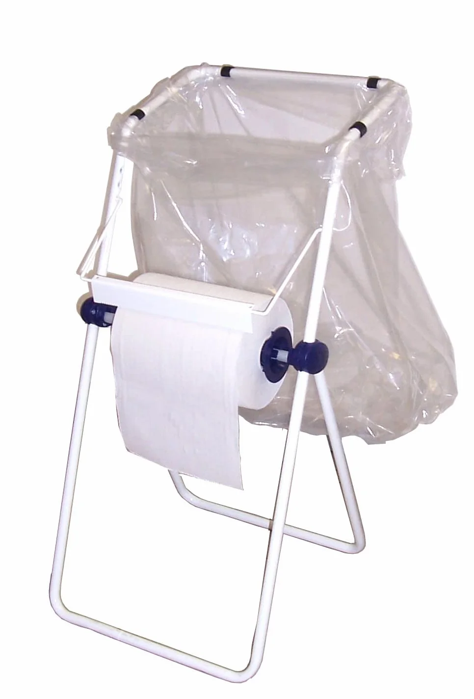 Tecnokit dispenser bobina carta da pavimento acciaio verniciato bianco 45x46x95h con portasacco rotolo e sacchi omaggio