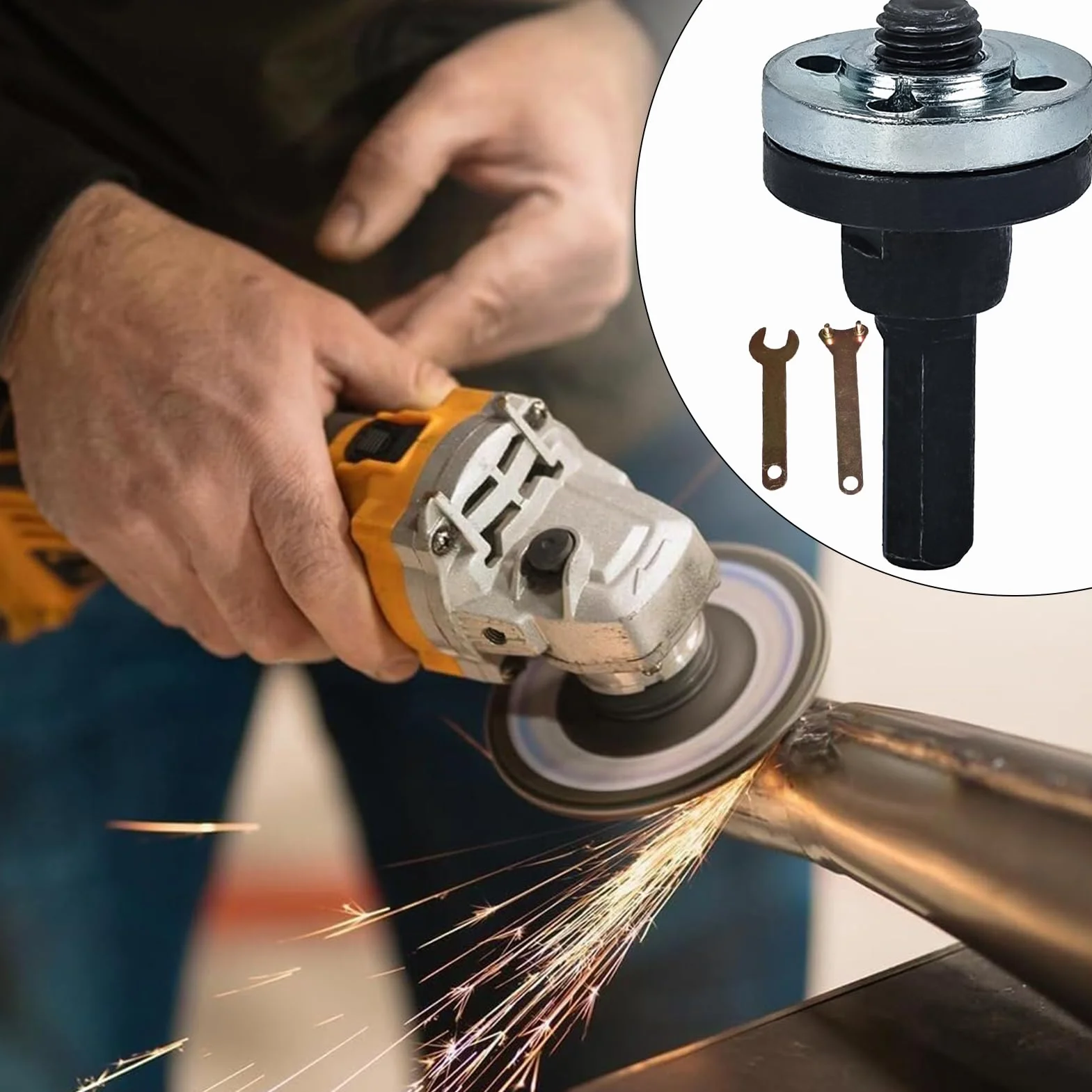 Set di Collegamento per Trapano Smerigliatrice Angolare,Adattatore Per Smerigliatrice Angolare Con Chiave - Accessorio Regolabile Per Dischi Abrasivi Su Metallo Legno Pietre
