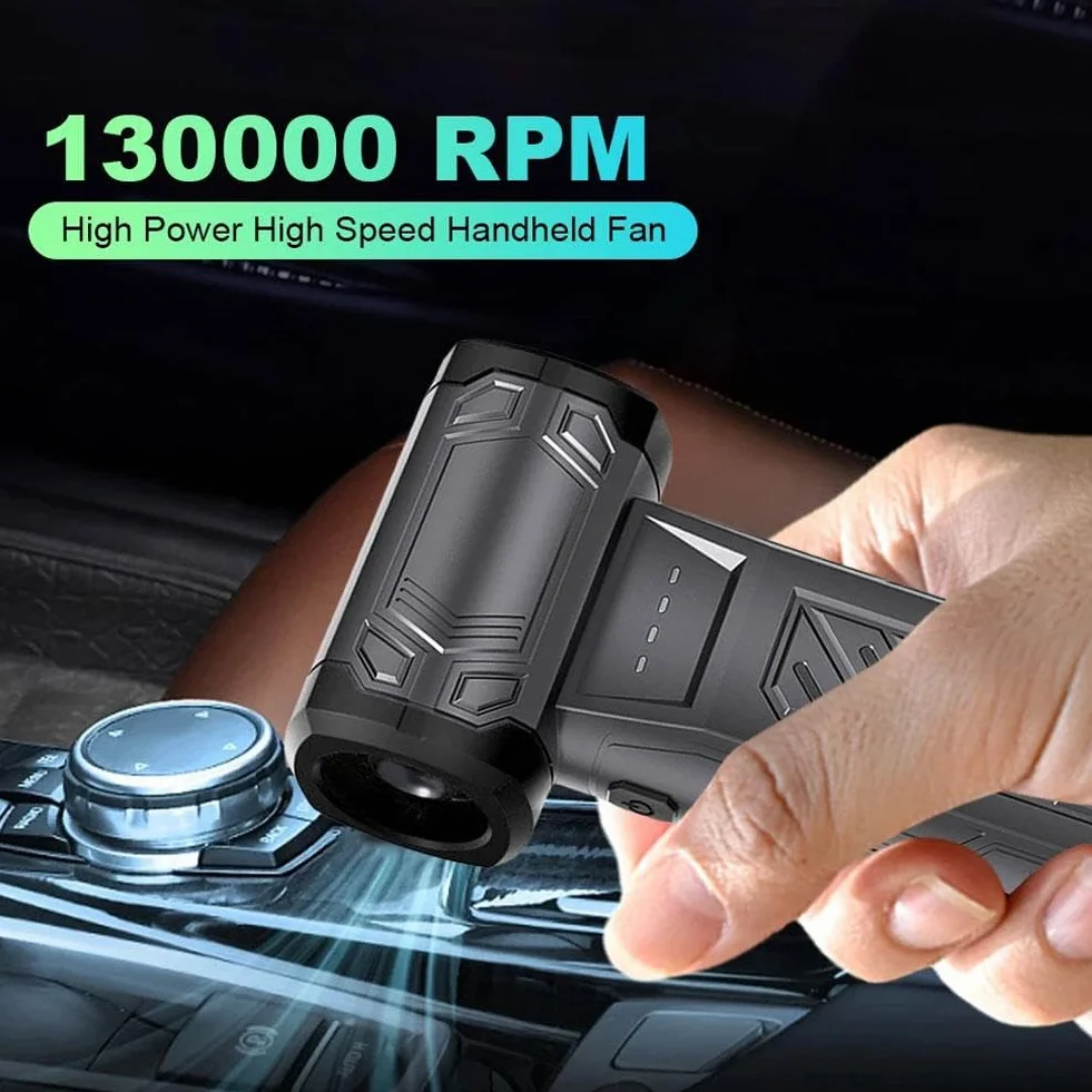 Mini turbo, spazzaneve portatile da 130.000 giri/min, a 3 velocità, portatile, con kit di aspirazione per asciugatura, rimozione S-now, pulizia