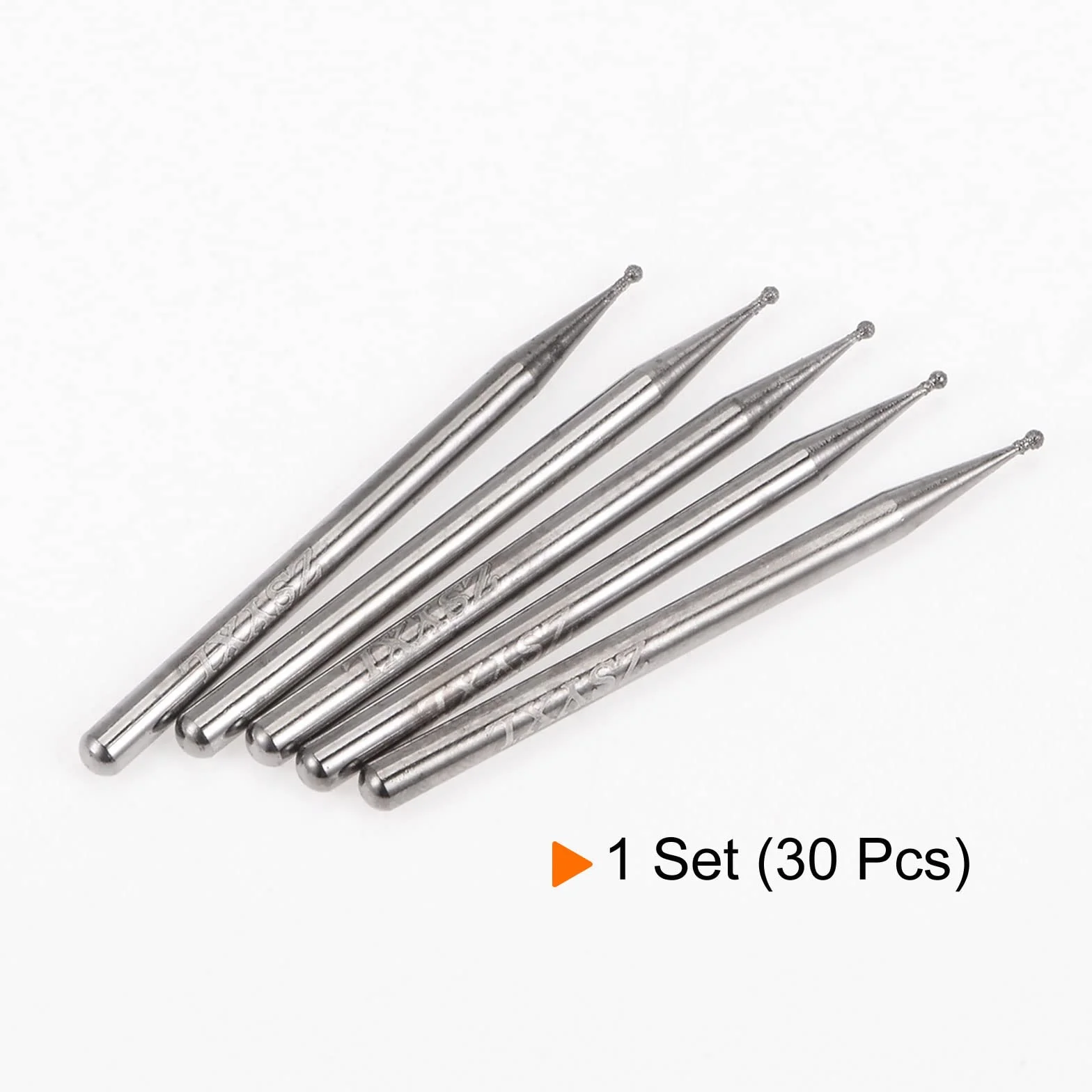 sourcing map 30pcs Diamante Macinazione Frese Intaglio Bit 1mm Forma Sfera Testa Montato Punto 1/8 Shank per Strumento Rotante