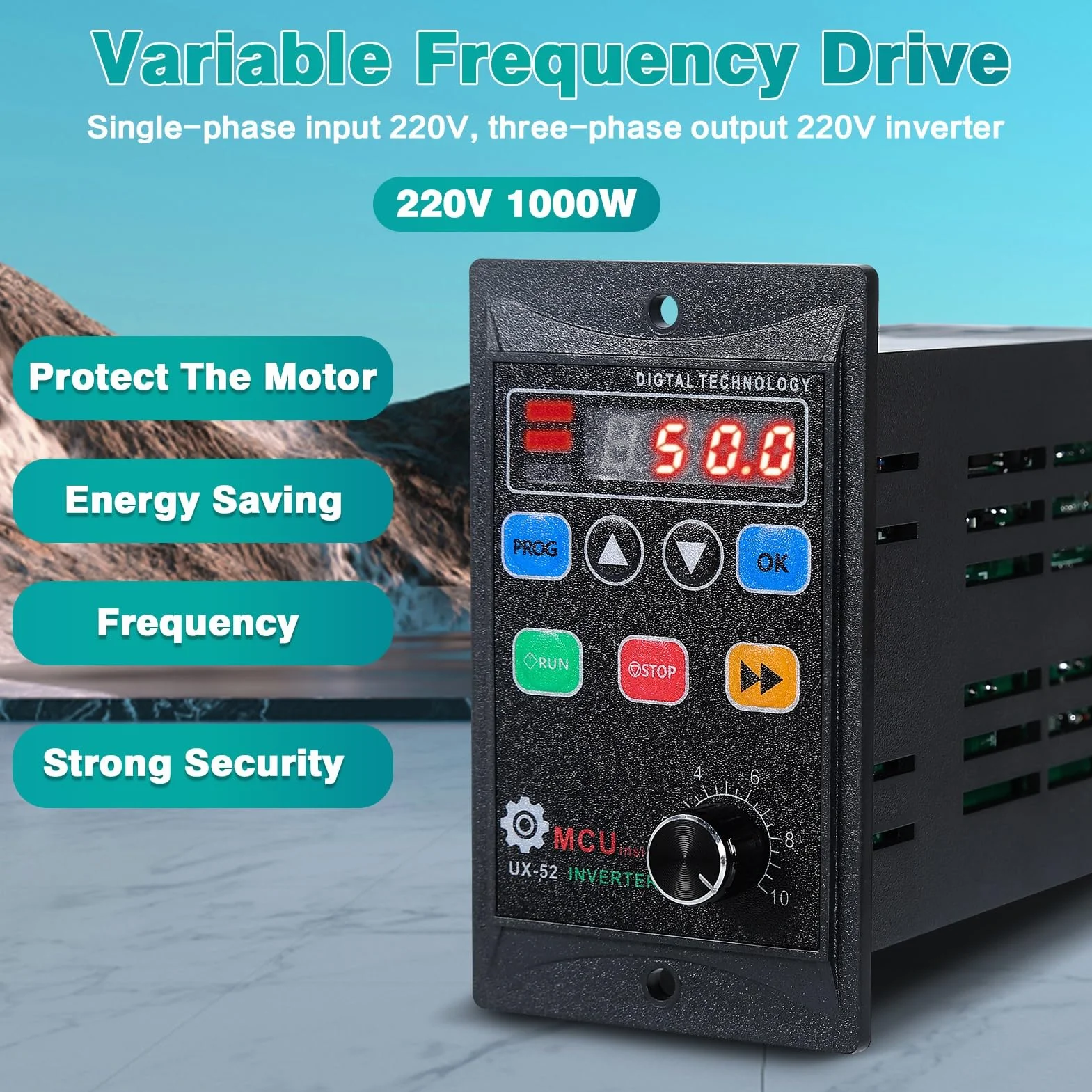 DEWIN Convertitore di Frequenza VFD,AC220V 1100W VFD Convertitore di Velocità Inverter per Motori Trifase Regolatore velocità del Motore Ingresso Monofase Uscita Trifase Regolatore di Velocità 220V