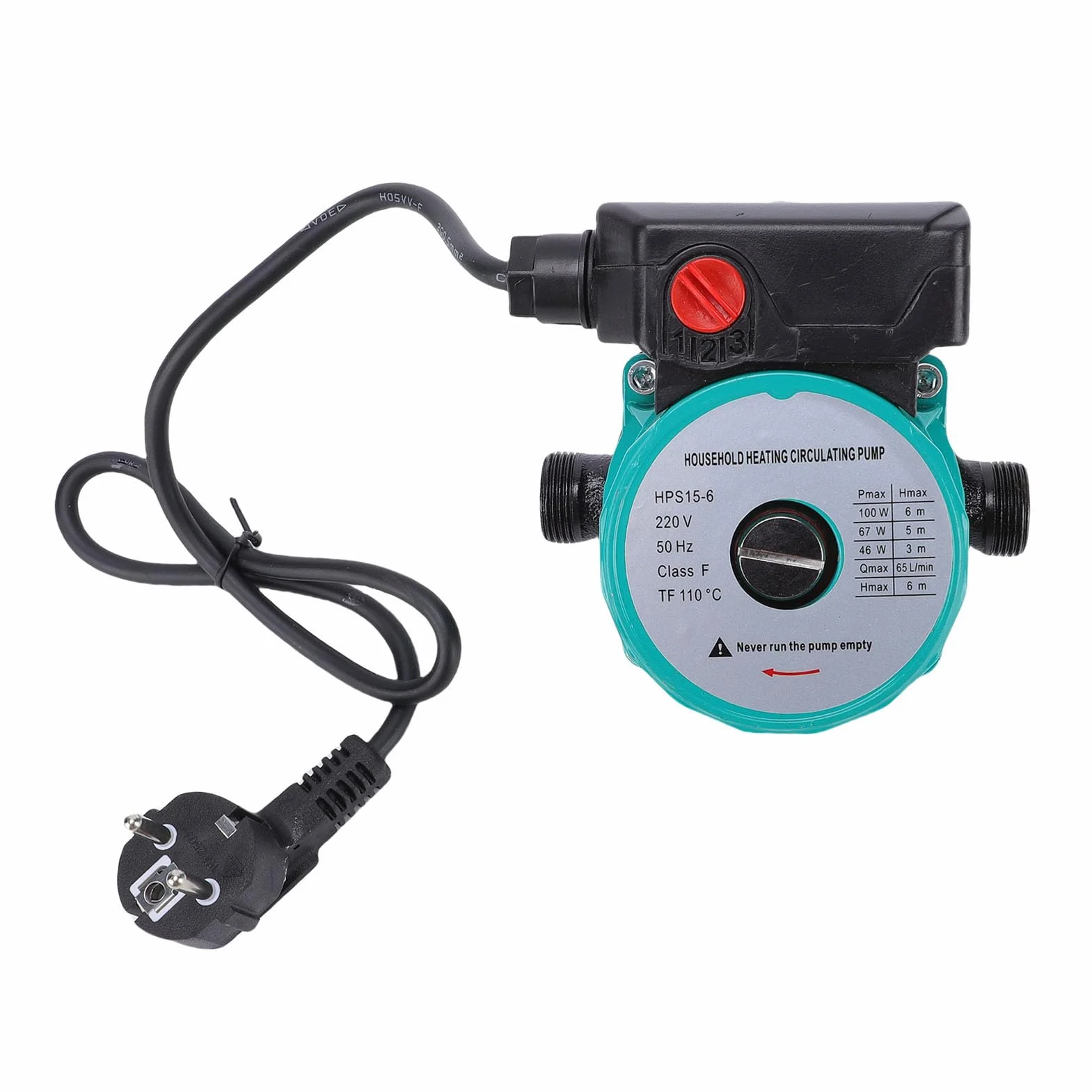 Cocoarm Pompa di Ricircolo dell'acqua Calda, Pompa di Circolazione dell'acqua in Ghisa con Controllo a 3 velocità 46W 67W 100W 65L Min 6m Prevalenza NPT 1in per di Riscaldamento Elettrico Uso
