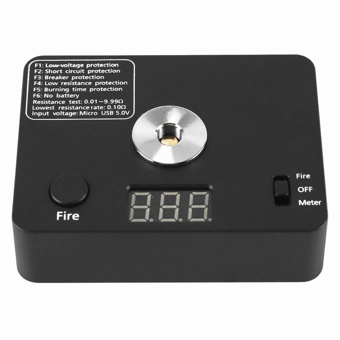 Gorise 521 Mini Tab V3 Ohmmetro Digitale Tester di Resistenza della Bobina per Gamma di Costruzione di Sigarette Elettroniche 0,01-9,99ω Compatibile con Batterie 18650 Kit di Fissaggio Bobina Compatto