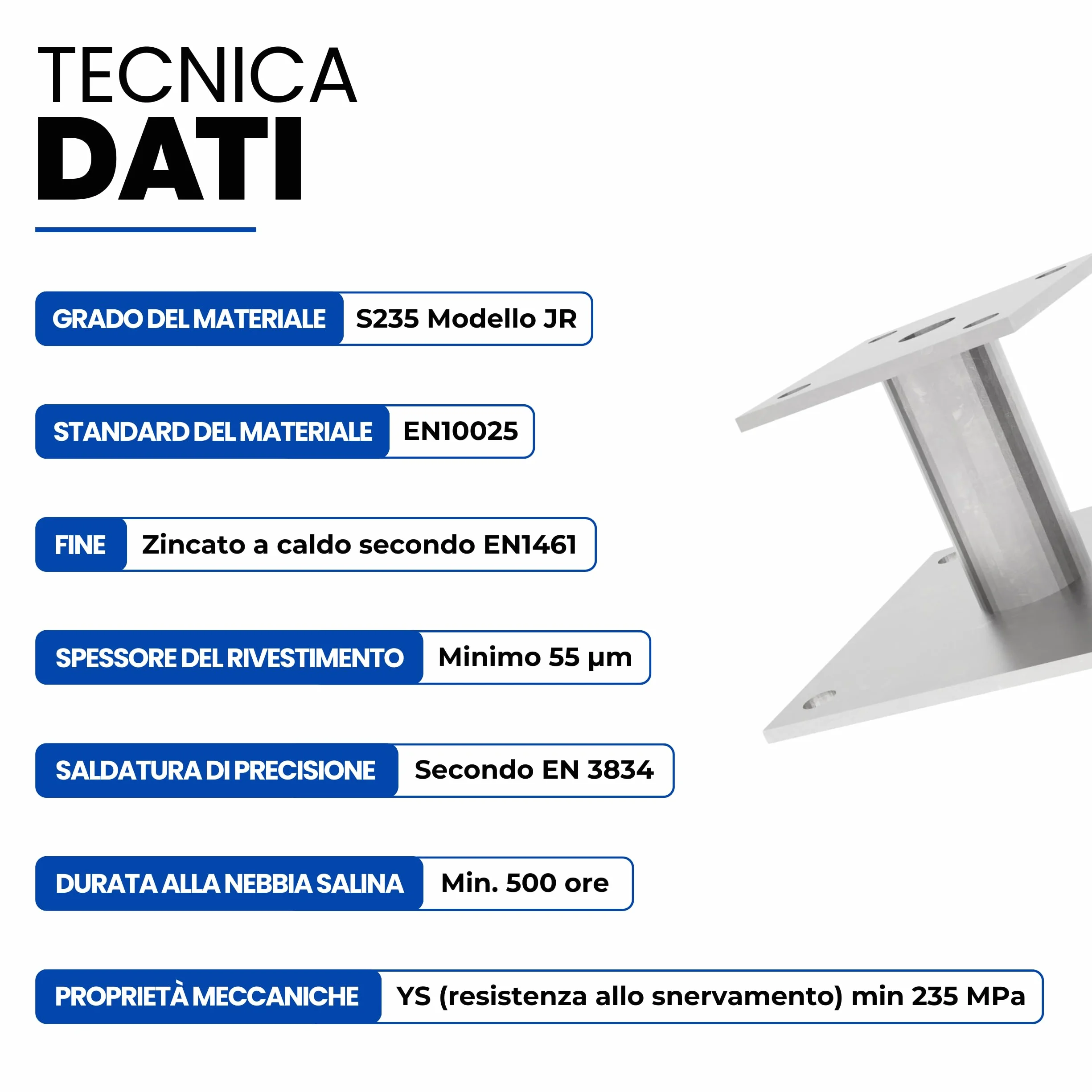 GeZu Impex Supporto per Pali 100 x 100 mm Set di 4 Ancoraggi per Pali Zincati a Caldo Supporto Heavy Duty Base Elevata