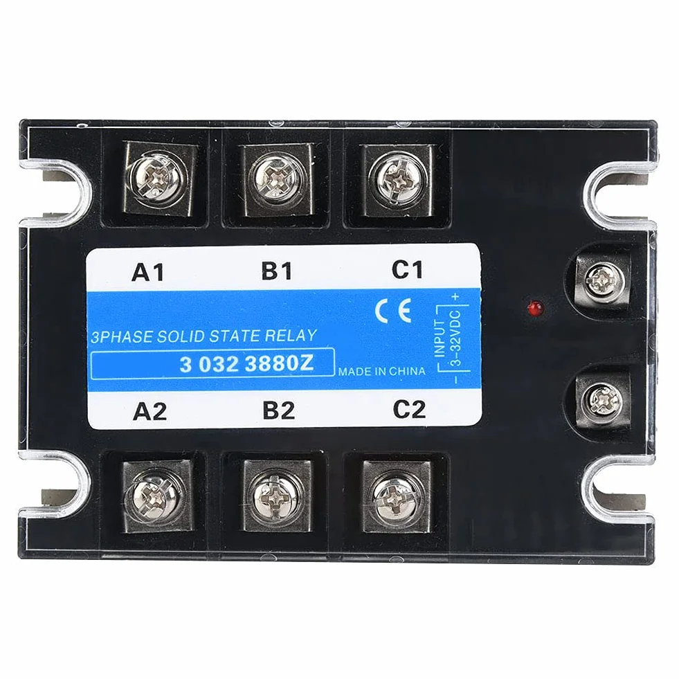 Relè a stato solido trifase SSR con indicazione dello stato del dissipatore di calore Ingresso da 3‑32 V CC a uscita 24‑480 V CA Relè a semiconduttore(80A)