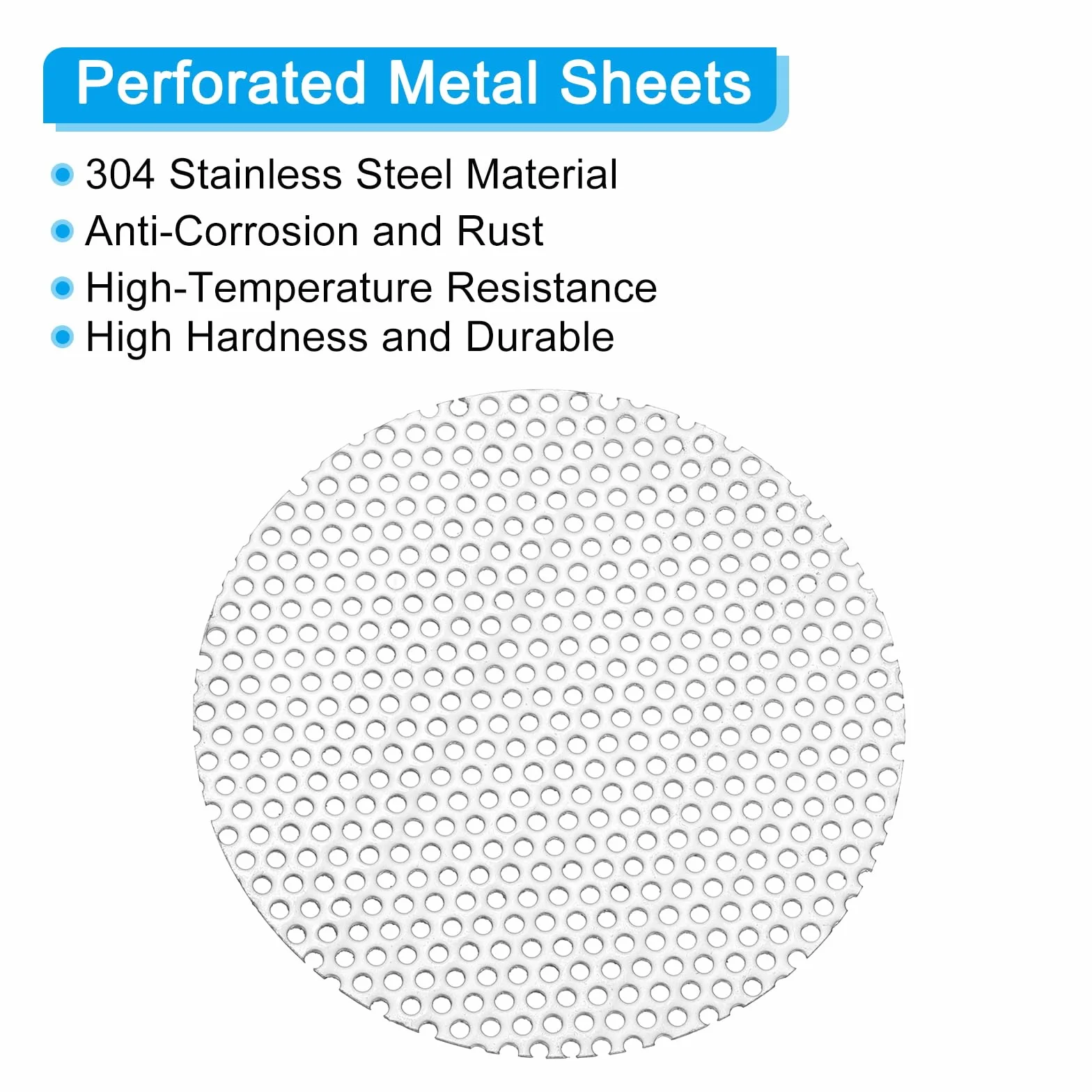 PATIKIL 2.8" Diametro 304 Lamiera Forata in Acciaio Inossidabile, 2 Pz 0.06" Foro 19GA Rete metallico Espansa a Fette rotondo Piastra Schermo Decorativo per Griglie, Tono Argento