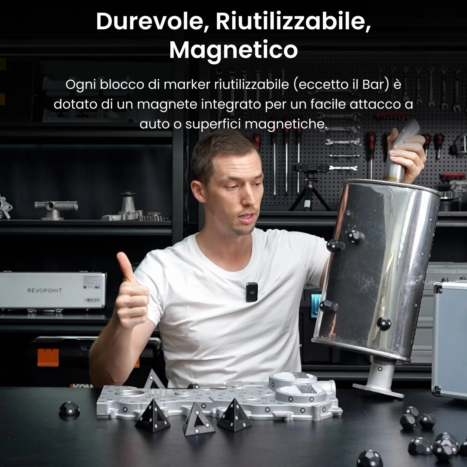 Revopoint Kit di Markers a Sfera Magnetici da 6 Pezzi per la Scansione 3D, Punti di Riferimento 3D per Prevenire la Perdita di Tracciatura e Migliorare la Precisione del Risultato