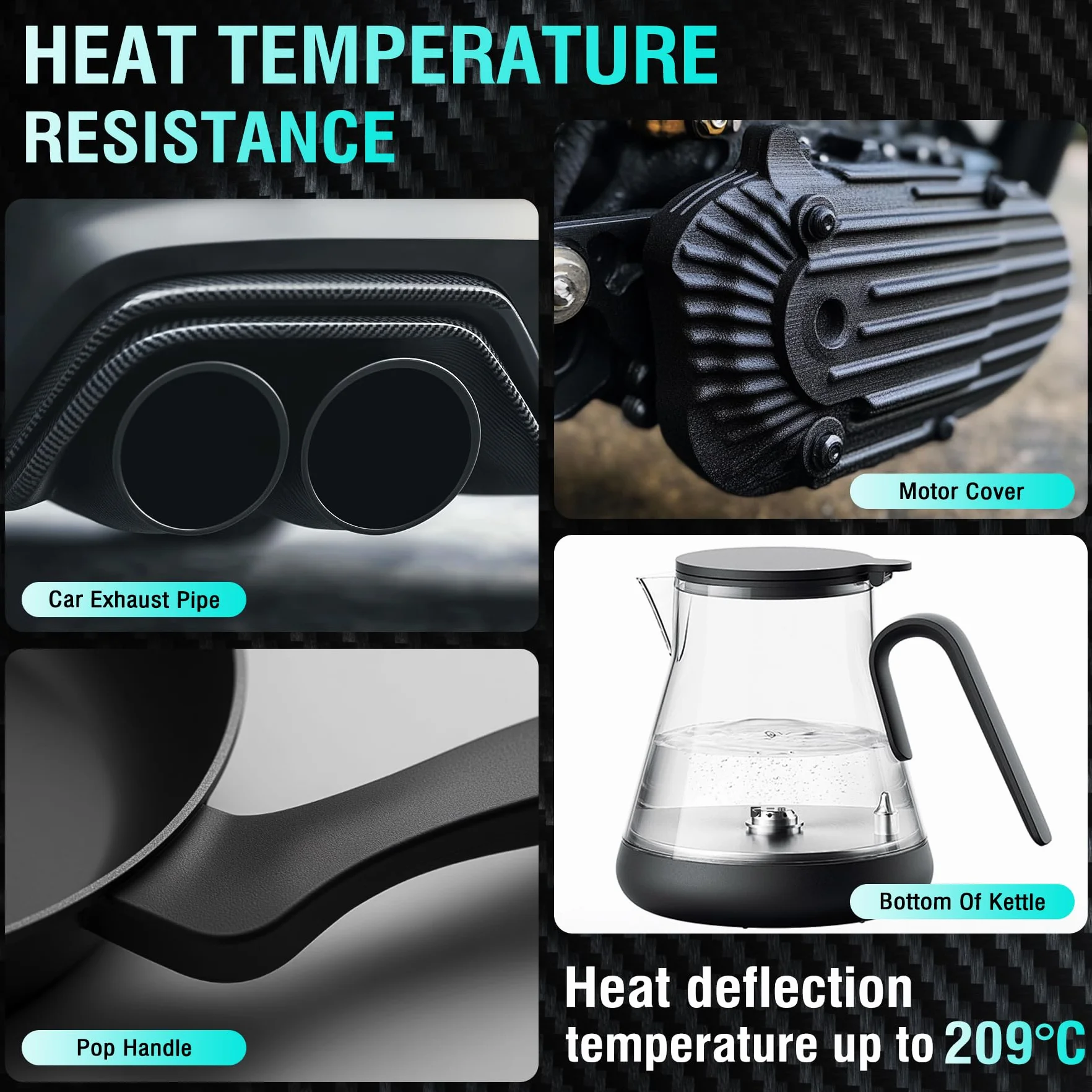 SUNLU PA6-CF Filamento 3D 1.75 mm 1KG, 209°C, 80% Nylon PA 20% Fibra di Carbonio, Resistente al Calore
