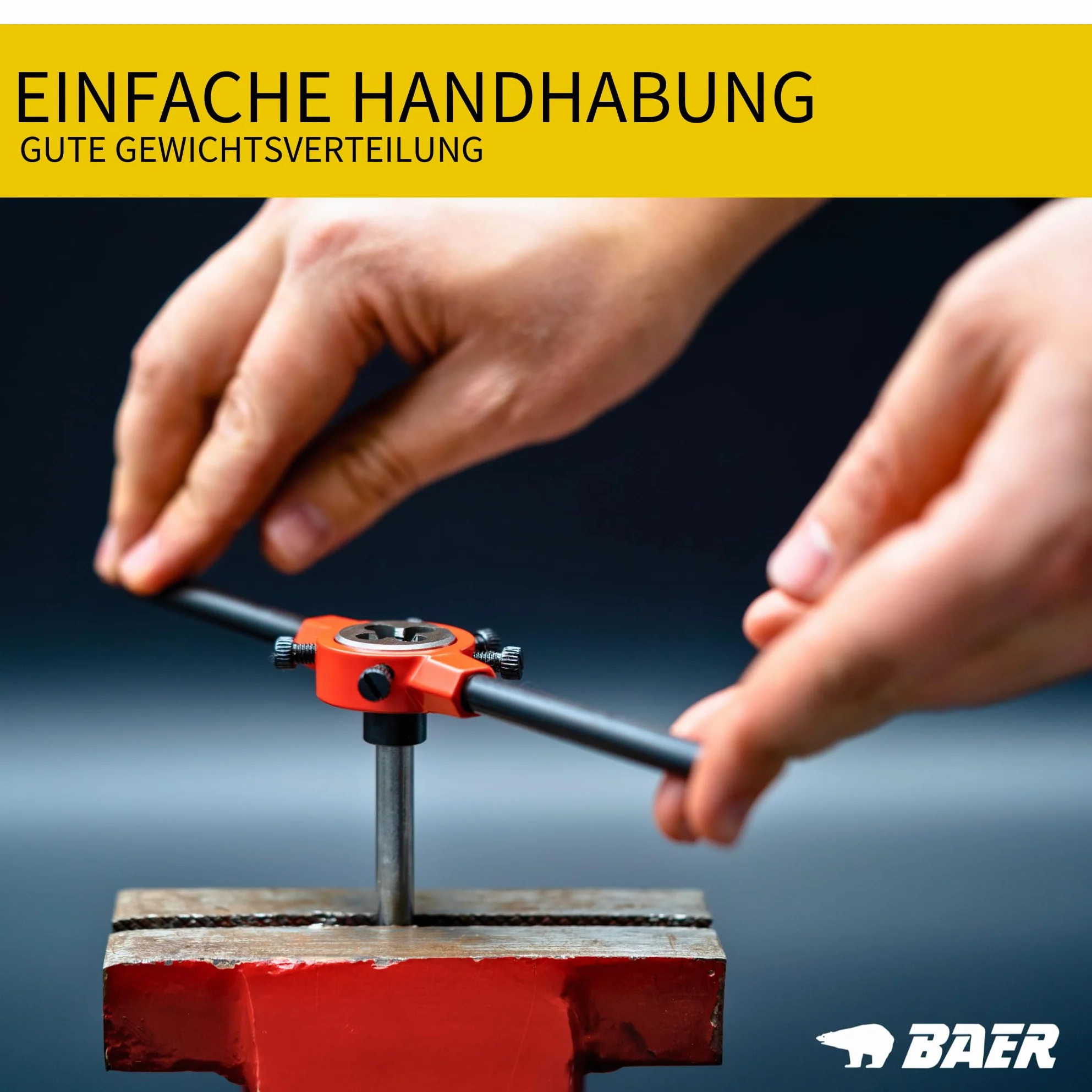 BAER Supporto per filiera 45 x 18 mm Pro, M 16 – 20, BSW 5/8 – 13/16 – DIN 225, supporto per filiere – Filettatura esterna