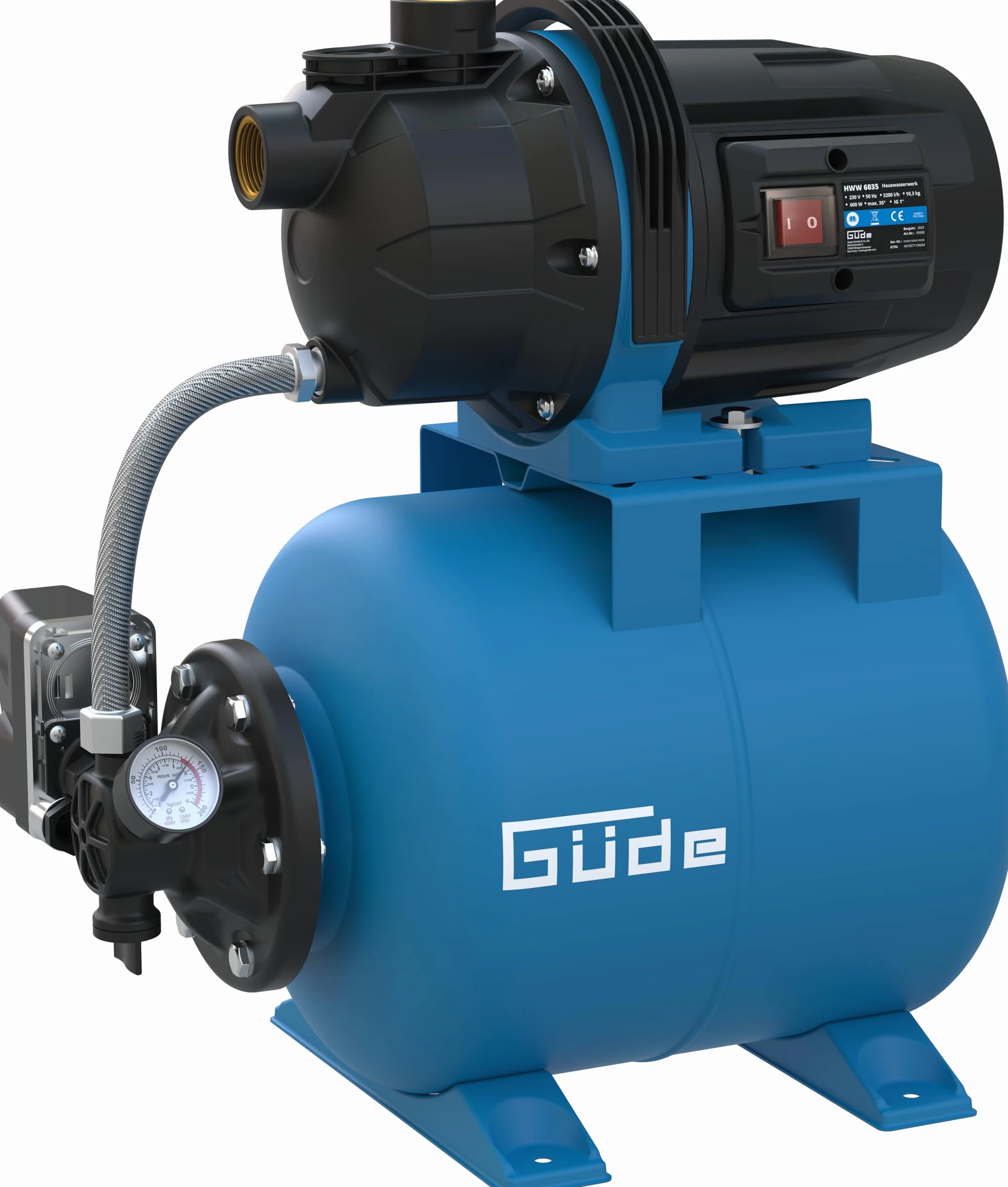 Güde Acqua domestica HWW 6035 (600 W, capacità caldaia: 19 l, portata 3200 l/h, altezza di consegna: max. 35 m, altezza di aspirazione: max. 7 m, ruota in noryl, serbatoio in acciaio, interruttore a