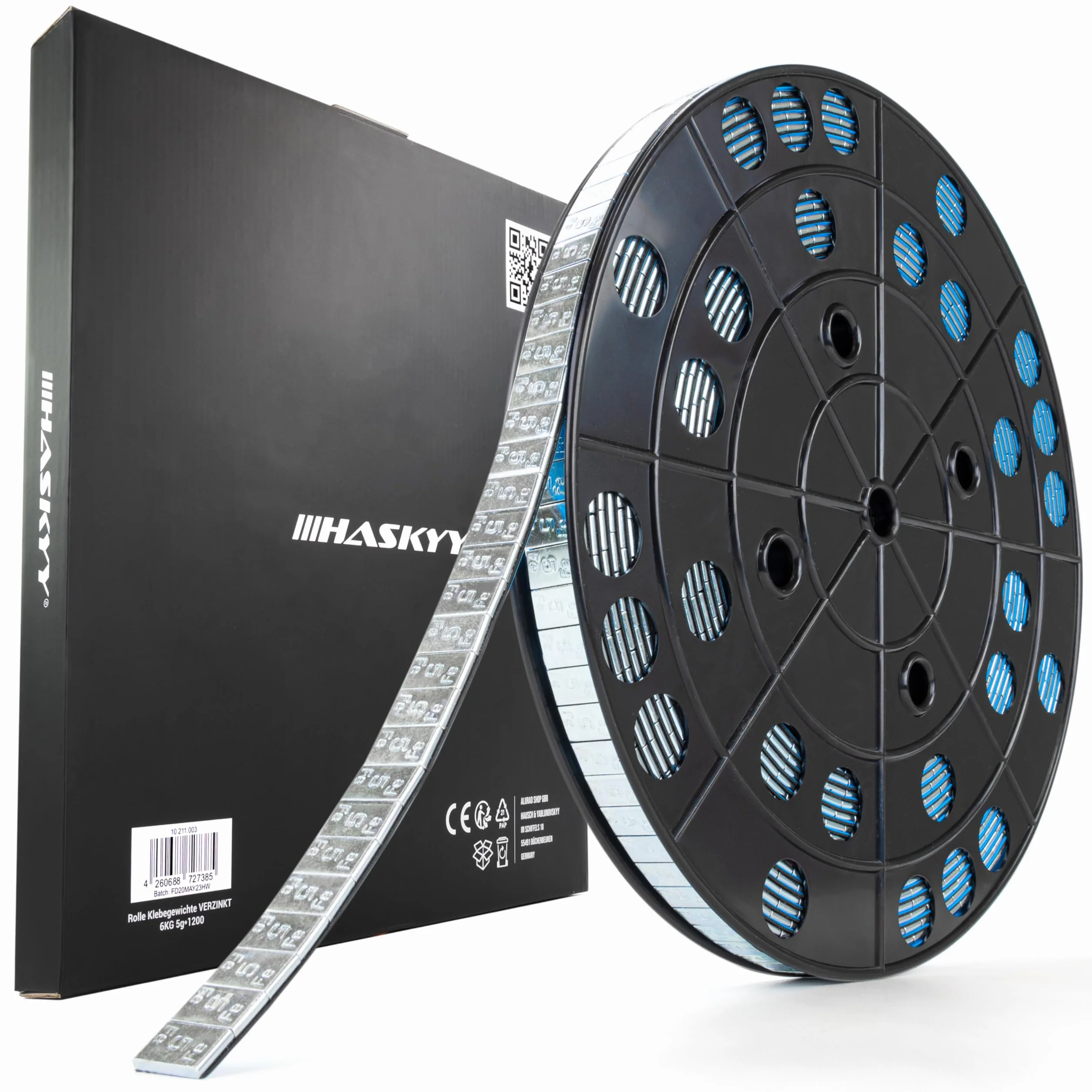 HASKYY, Pesi Adesivi di bilanciamento in Zinco e in Acciaio, 6 kg, 1200 x 5 g, 12 x 5 g, con Bordi a Strappo