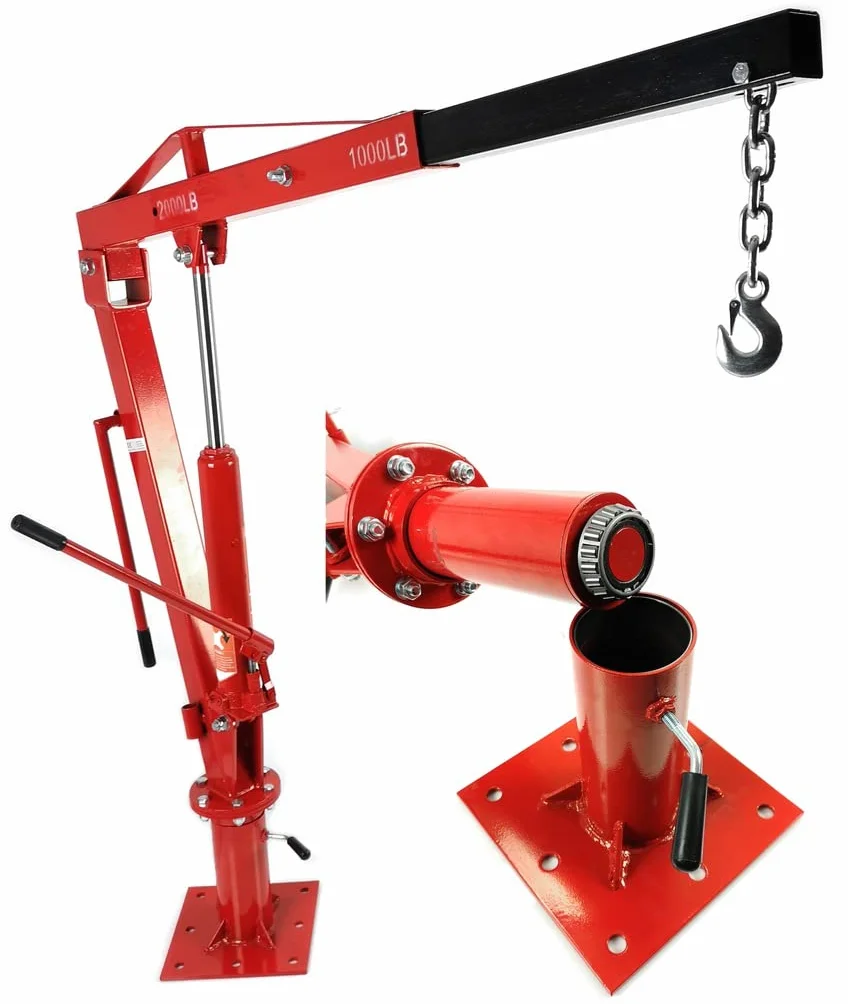 IMJ-Global Gru Gruetta Idraulica 1T | Girevole 360° | Pieghevole | Sollevamento Motore per Officina Furgone