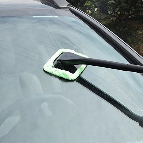 Strumento di Pulizia Auto per Parabrezza, Manico Telescopico con 4 Cuscinetti in Microfibra, Grigio