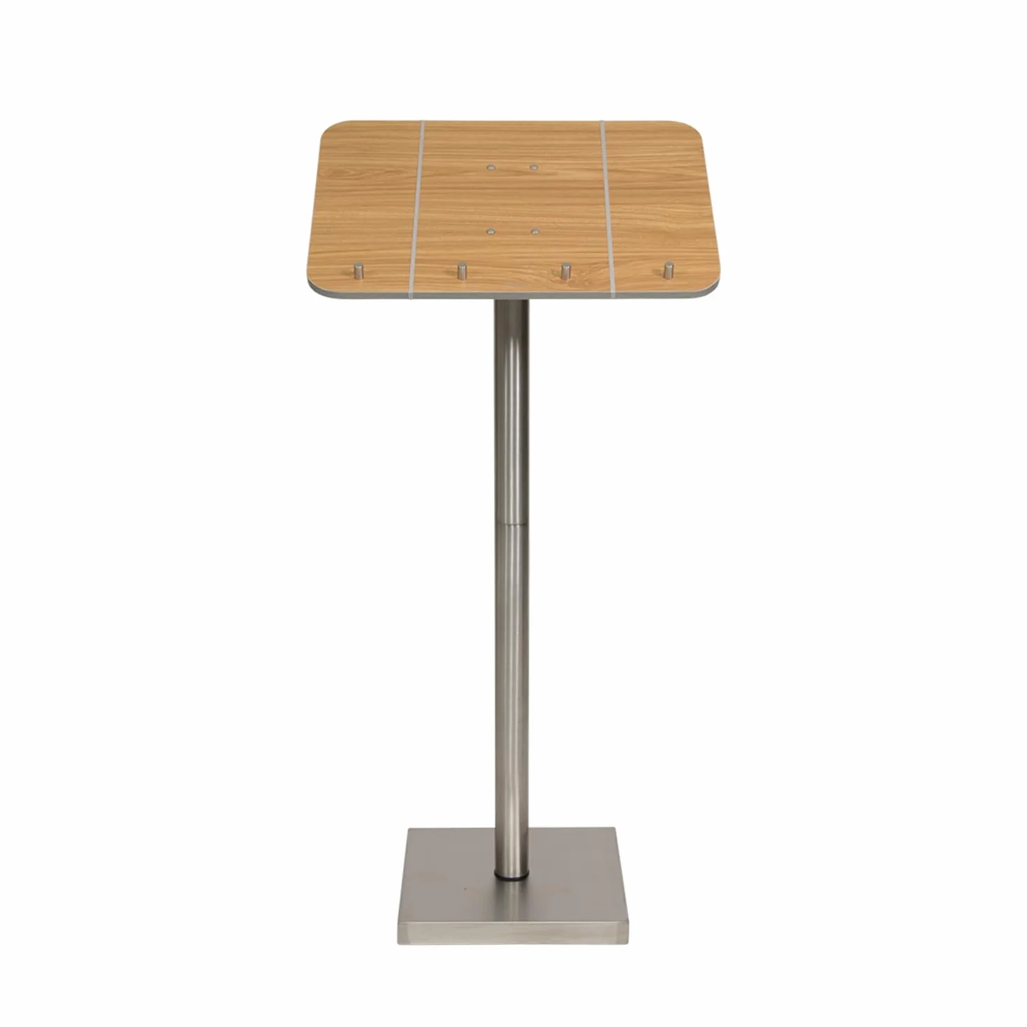SECURIT - Leggio Porta Menu con Palo e Base - Per Caffè, Ristoranti, Bar, Negozi - Legno Laminato con Base in Acciaio Inox - Quattro Perni in Metallo e Elastici Inclusi - Teak