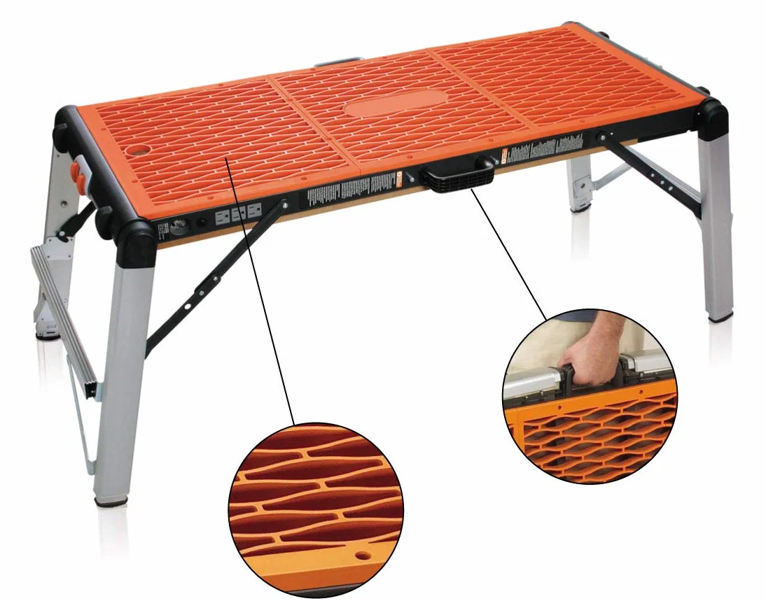 Smarty Tavolo da Lavoro Pieghevole Professionale Multifunzione per Fai Da Te | Banco da Lavoro e Trabattello Richiudibile Portatile in Alluminio, Acciaio e MDF | Portata fino a 240 Kg