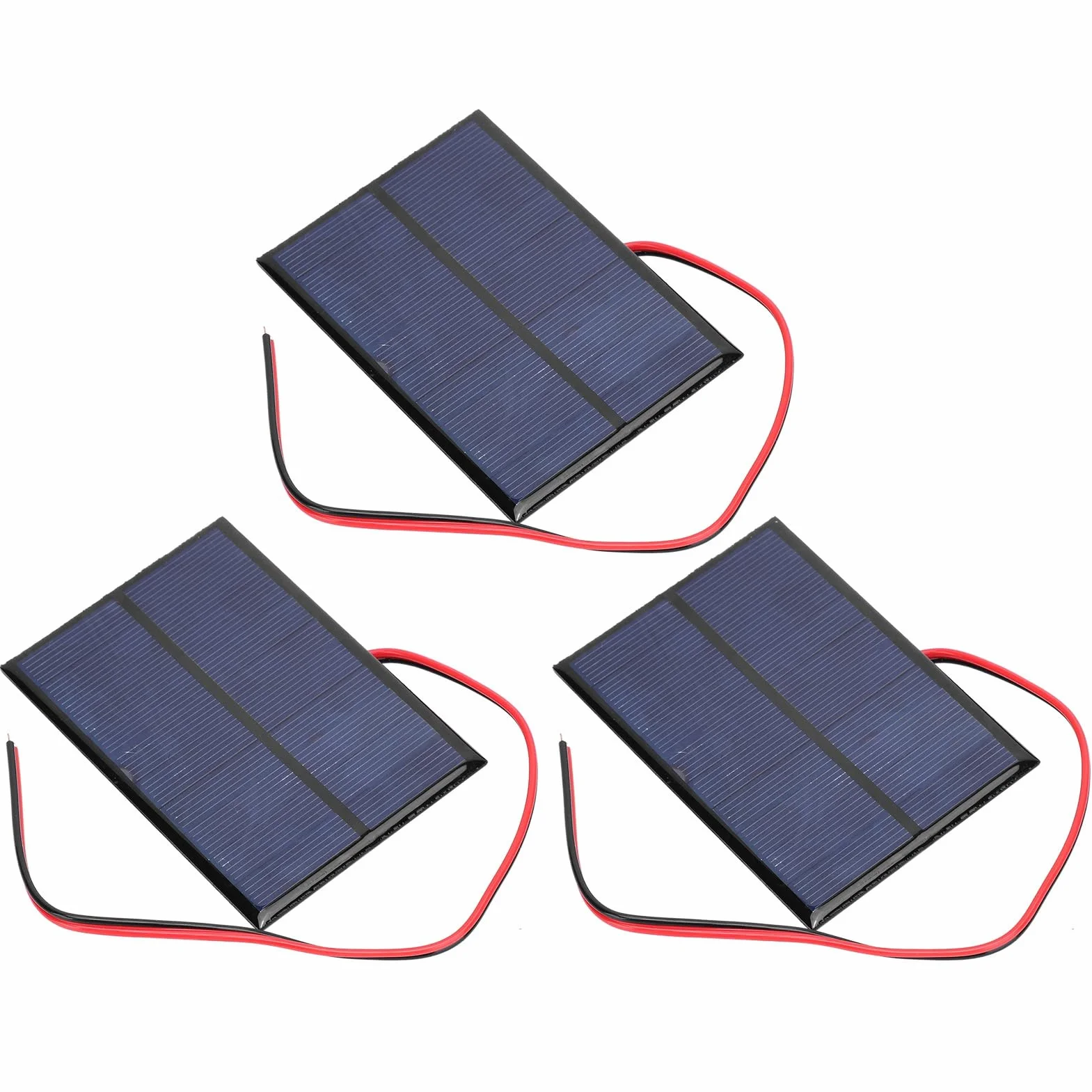 Estink Pannello Solare Portatile, Set da 3 Pezzi Polysilicon 5V 1W 200mA Dimensioni 100x70mm con Cavo Rosso Nero 30cm per Carica Dispositivi Esterni