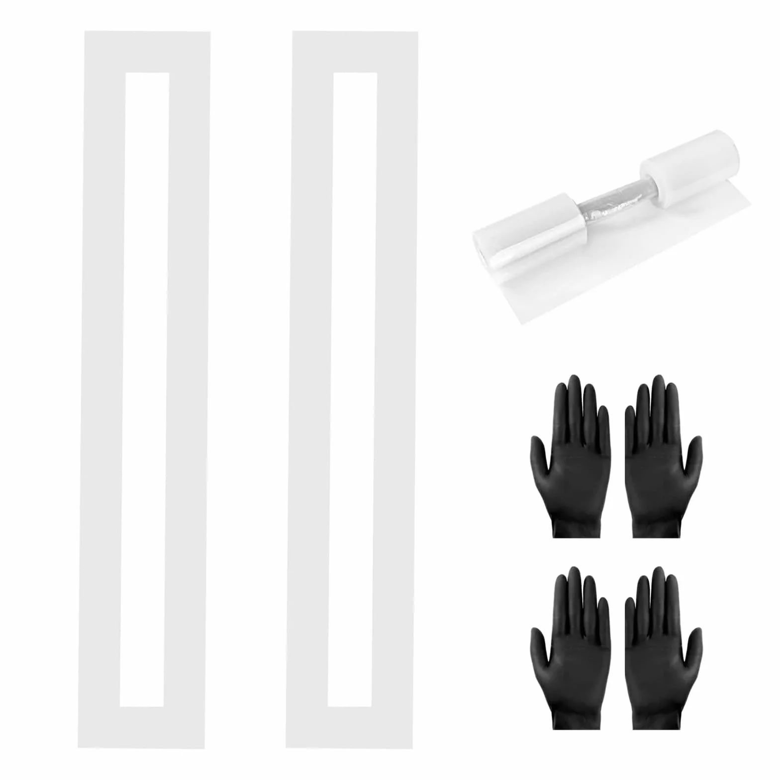Set da 2 stencil in silicone per linee a terra, 235 x 30 cm, con due paia di guanti monouso in nitrile, riutilizzabile, per strade, campi sportivi, magazzini e aree industriali