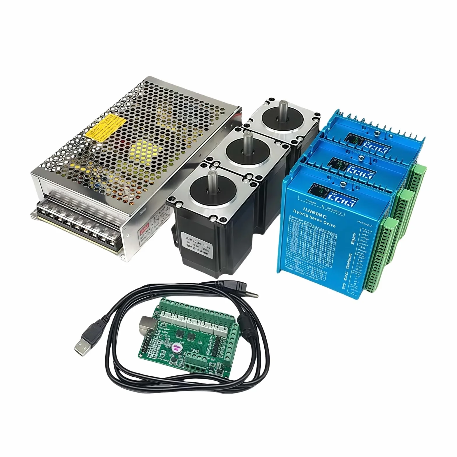 Motore passo-passo a 3 assi Nema 23 57 mm con circuito di controllo chiuso 1,2 Nm 3 A 1000 righe e 24 – 80 VDC Closed Loop Stepper Motore Driver 350 W Power Alimentatore CNC Kit per macchina per