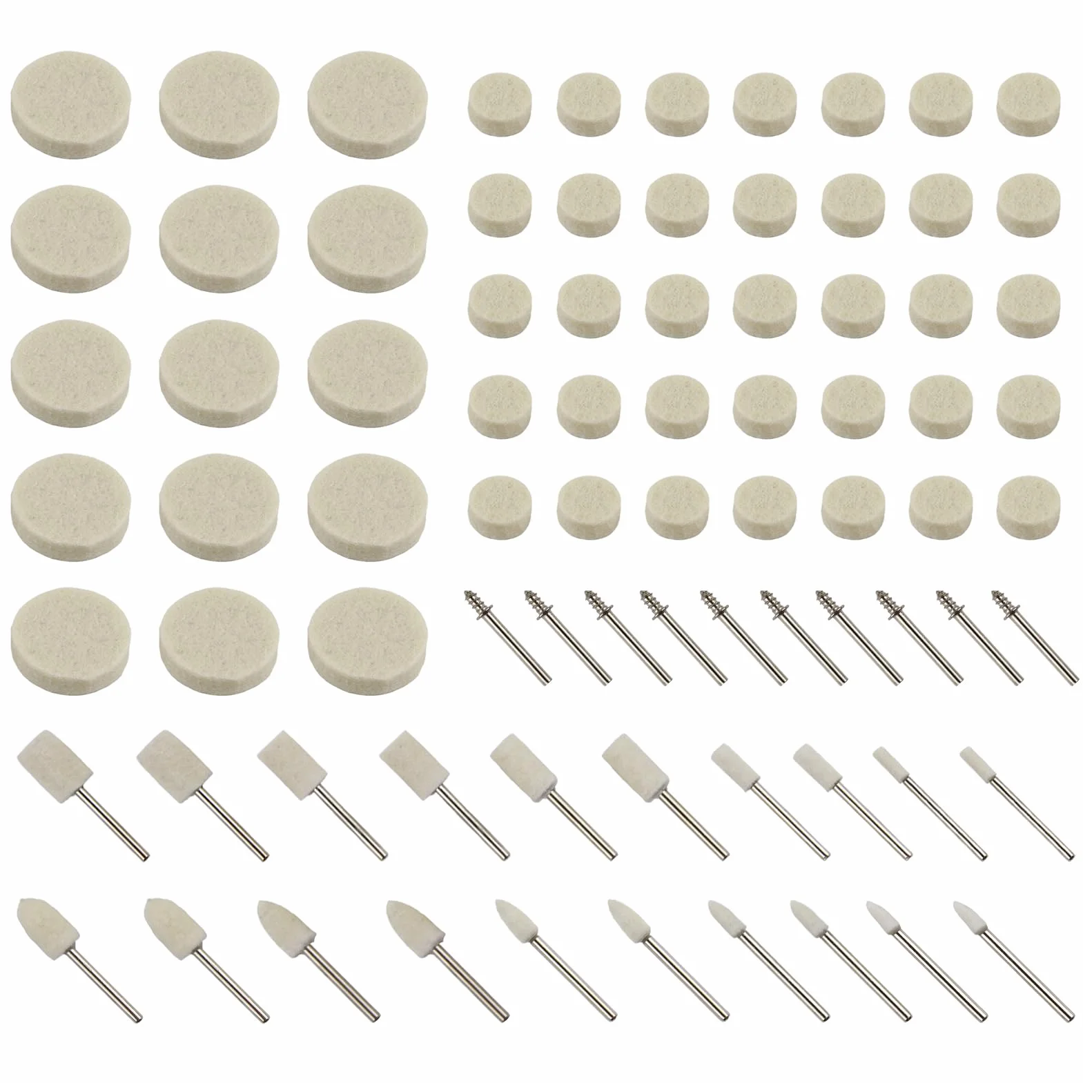 Set di 80 dischi per lucidatura, set di punte per lucidatura in feltro, compatibile con Dremel, disco per lucidatura con fusto da 1/8", accessori per lucidatura, utensili rotanti per metallo/vetro