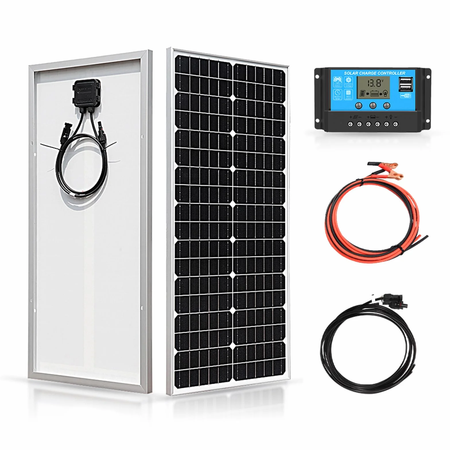 XINPUGUANG Kit pannello solare 50w 12v Modulo fotovoltaico mono 18v Regolatore di carica 10A per barca, auto, camper, casa, giardino, capannone (50)