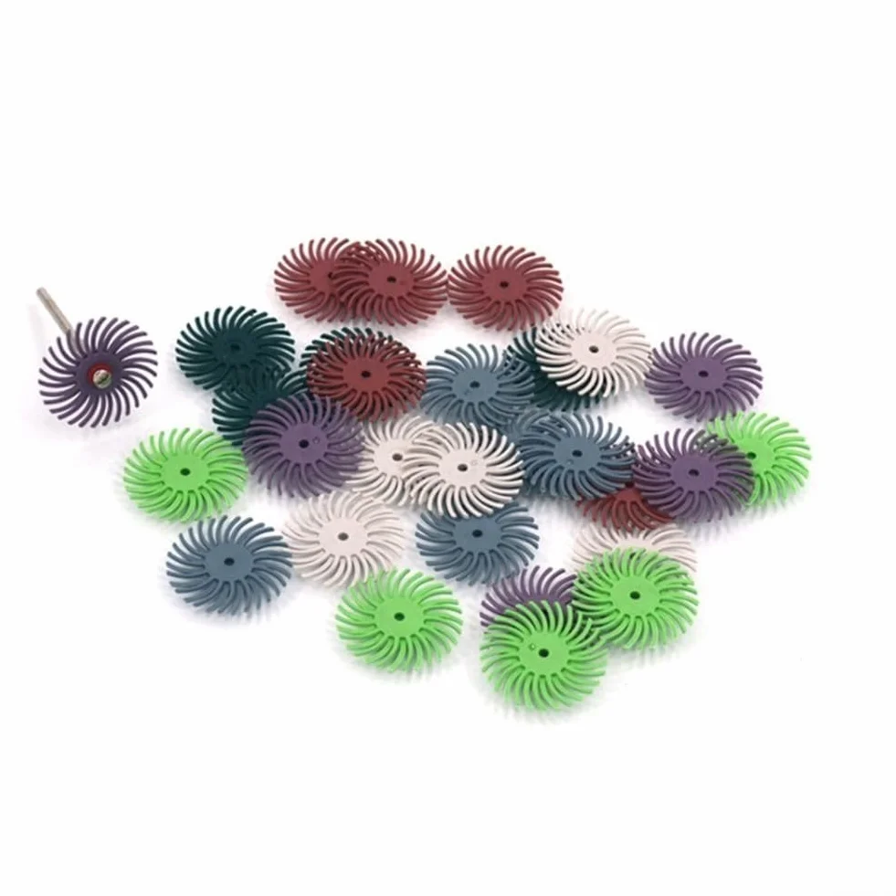 Kit di accessori per utensili rotanti con dischi radiali con rivestimento in ossido di alluminio per una preparazione efficace ma delicata (grana 120)