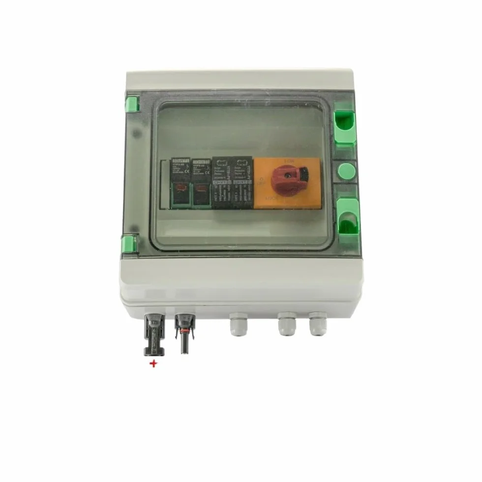 Scatola combinatrice fotovoltaica Esterno Impermeabile 1 Stringa 1 Ingresso 1 Uscita 1000V IP65 PV Solar Surge Protezione contro i fulmini DC Combiner Box Aumenta la potenza in uscita(1in1out DC1000V)