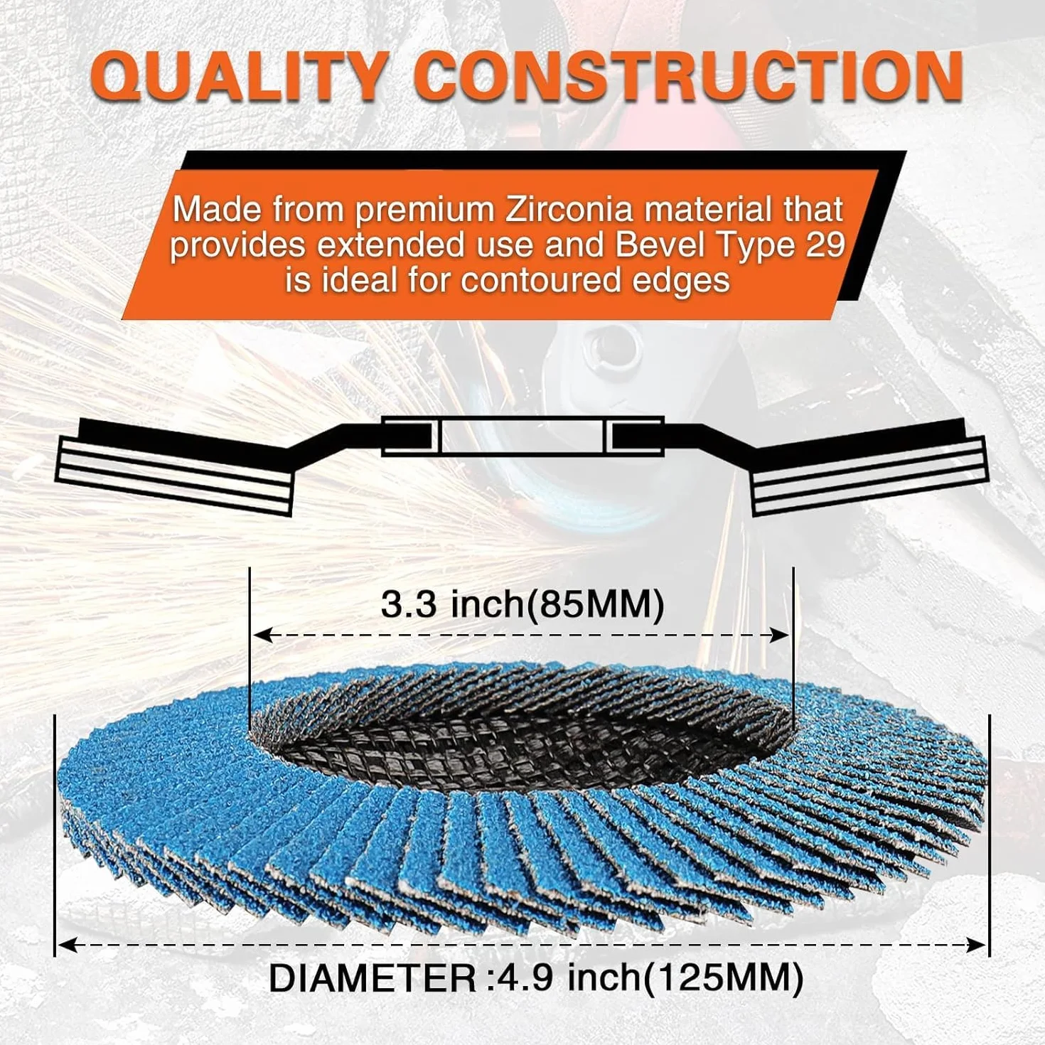 STEBRUAM 10 pezzi dischi lamellari da 125 mm, Disco Abrasivi grana 60, per Smerigliatrice Angolare a Batteria, GWS, BTI, Acciaio Inossidabile Metallo e Legno