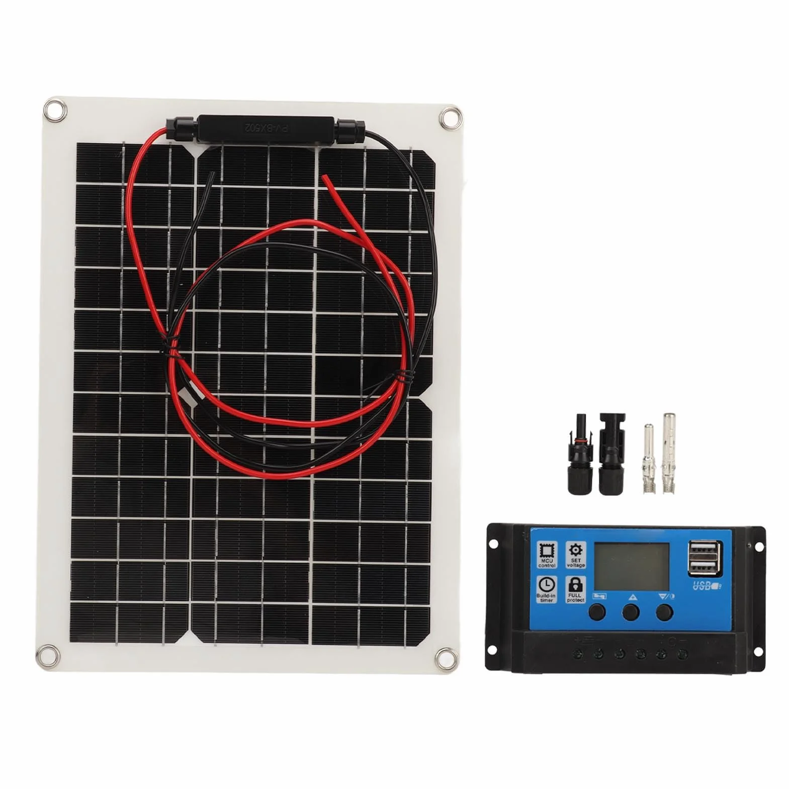 Kit di Pannello Solare 300W DC 12V 24V 50A IP67 Pannello Solare Ad Alta Prestazione Impermeabile e Controller di Carica Solare per Campeggio in Campeggio ABS 28x38 Cm