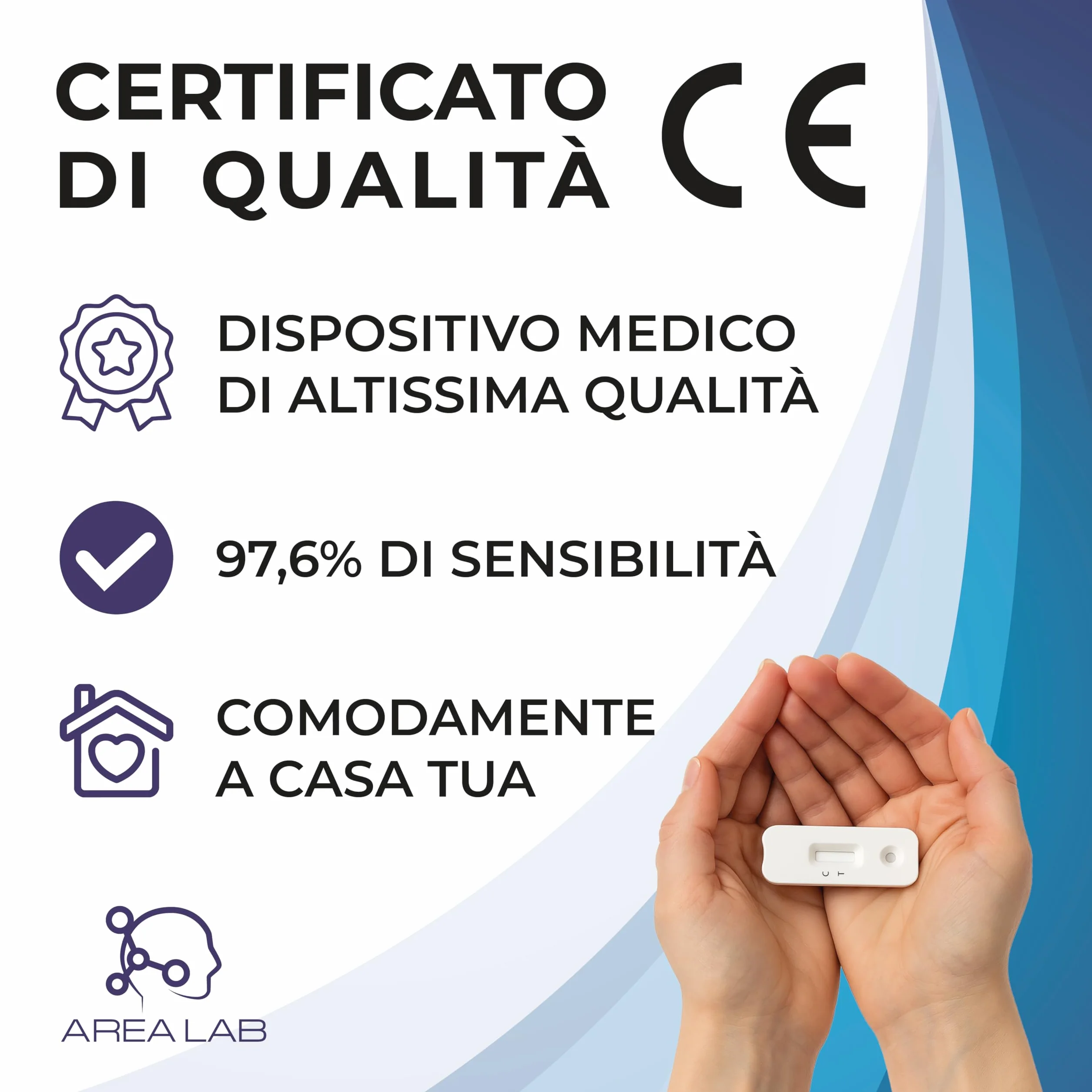 Test Helicobacter Pylori AREA LAB | Kit Analisi Feci H. pylori | Dispositivo Medico CE | Risultati 10 Minuti 97,8% Precisione