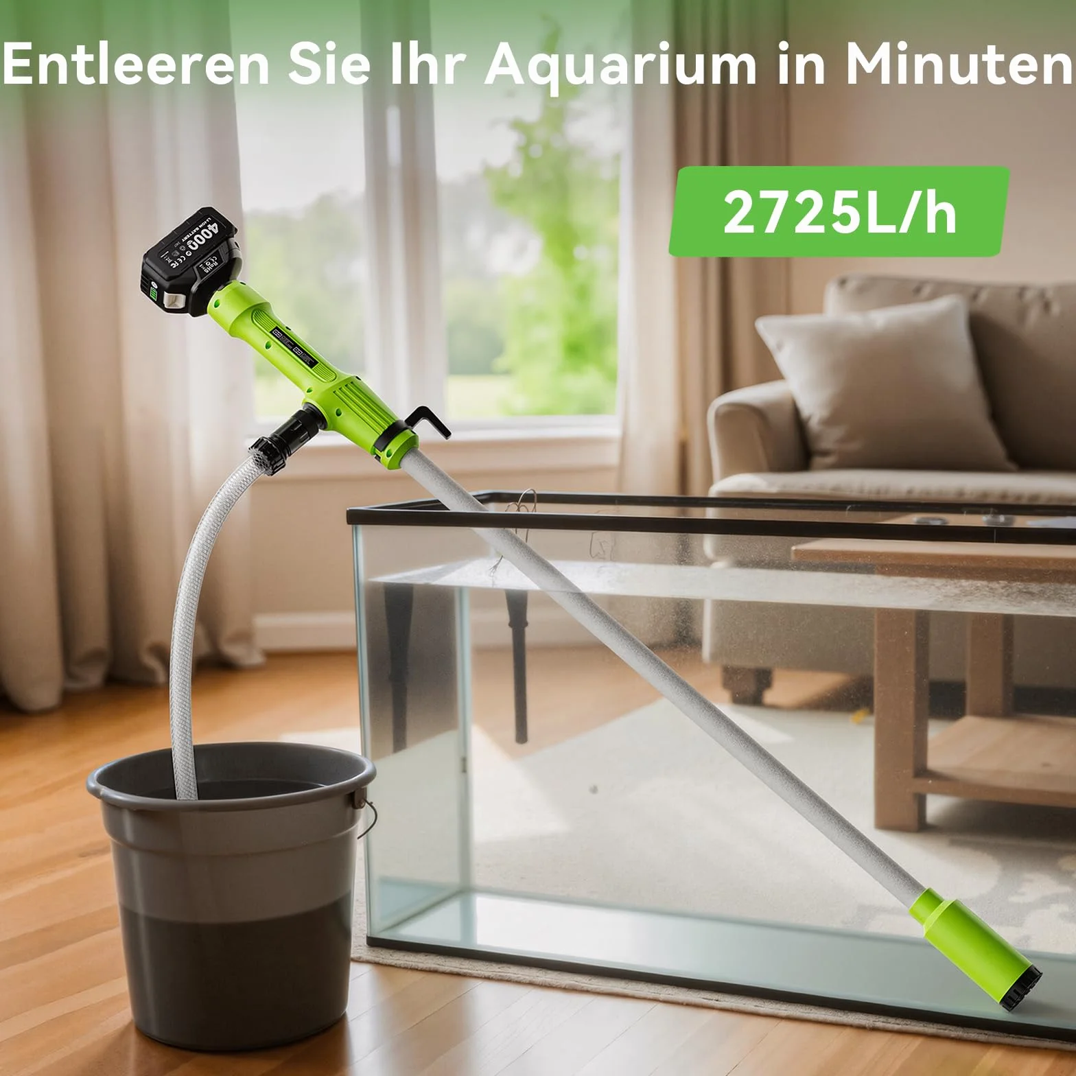 Taskstar Pompa di trasferimento senza fili per acqua/diesel, filtro Ø5,6 cm, 2725 l/h, autonomia 60 min, prevalenza 5 m per cantina, piscina, stagno, fusti pioggia, barca, acquario, camper