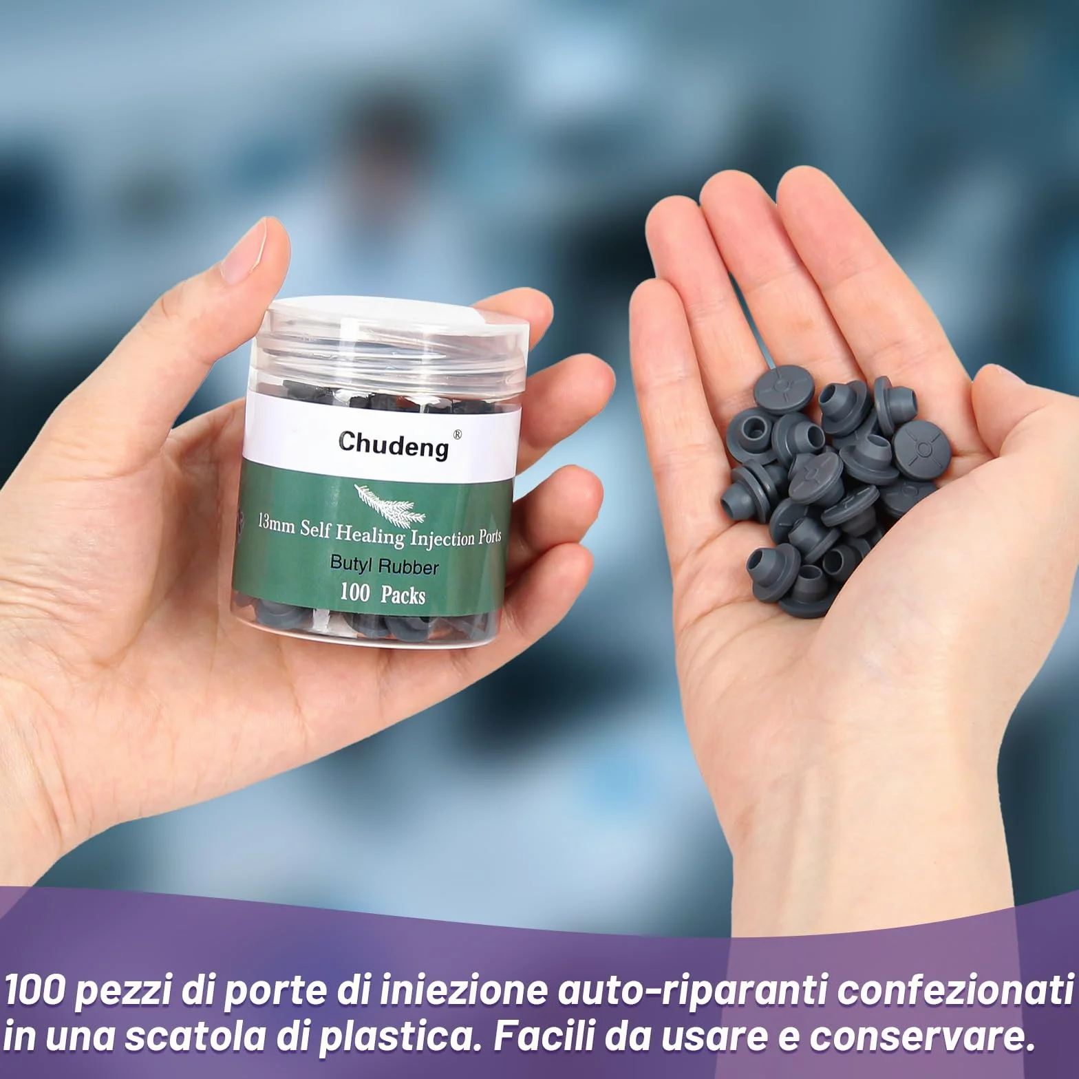 Tappi in gomma per fiale da 13 mm 100 pezzi autoguarigione sterilizzabili a vapore