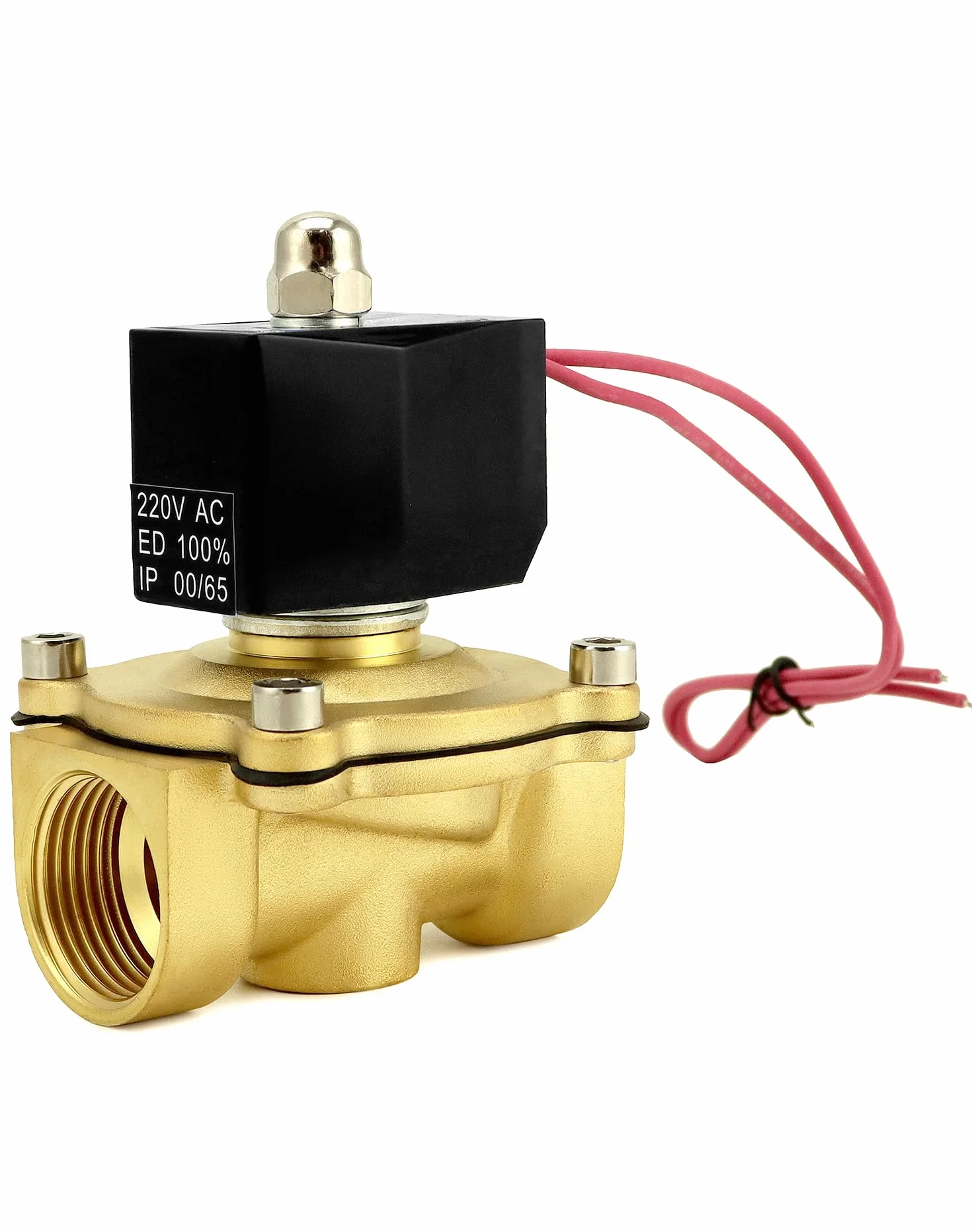 QWORK® Elettrovalvola 220V 1''G Ottone DN25