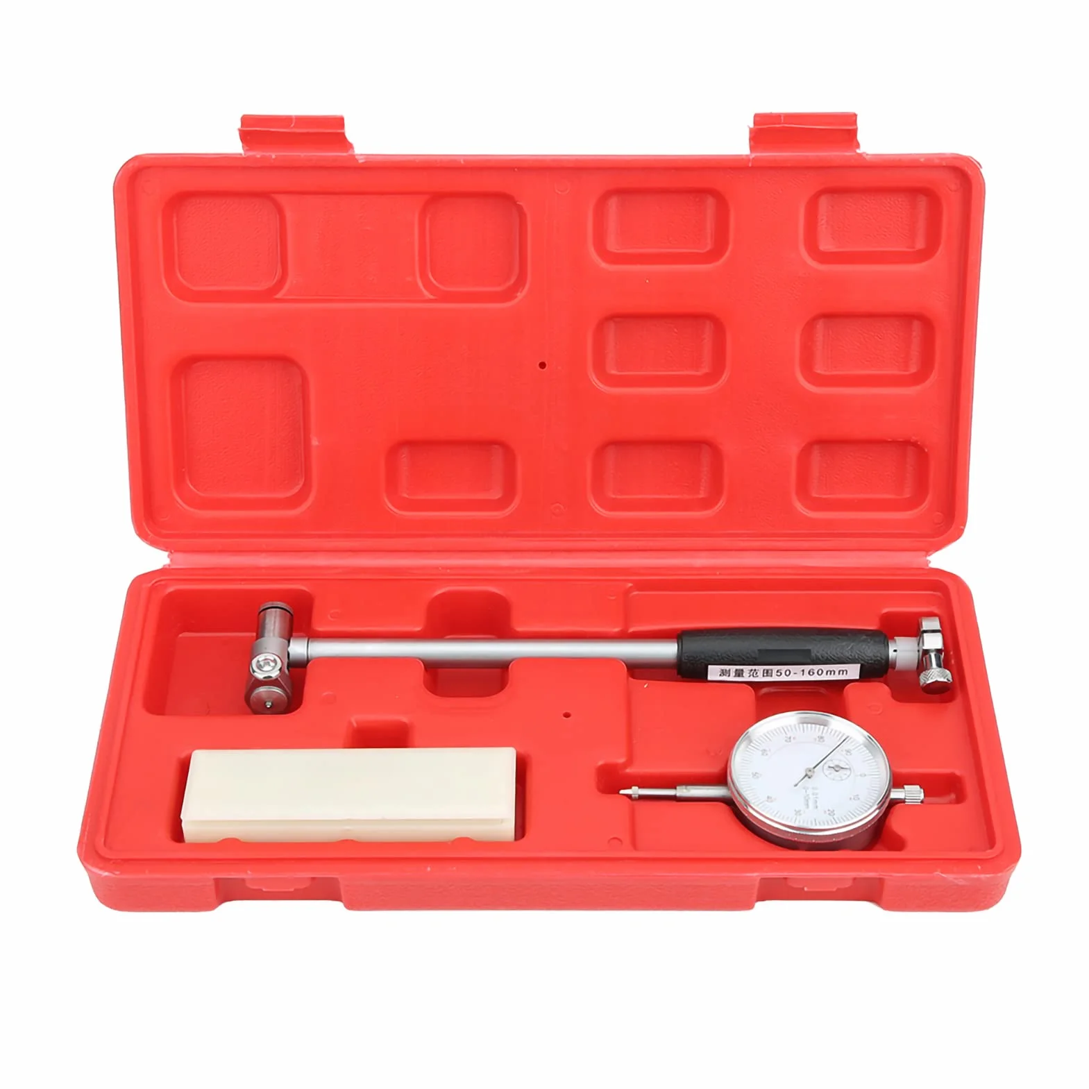 Calibro alesaggio del quadrante, indicatore del quadrante Alesaggio Gage 50-160MM Indicatore del diametro Kit del cilindro del cilindro di misurazione, asta di prolunga