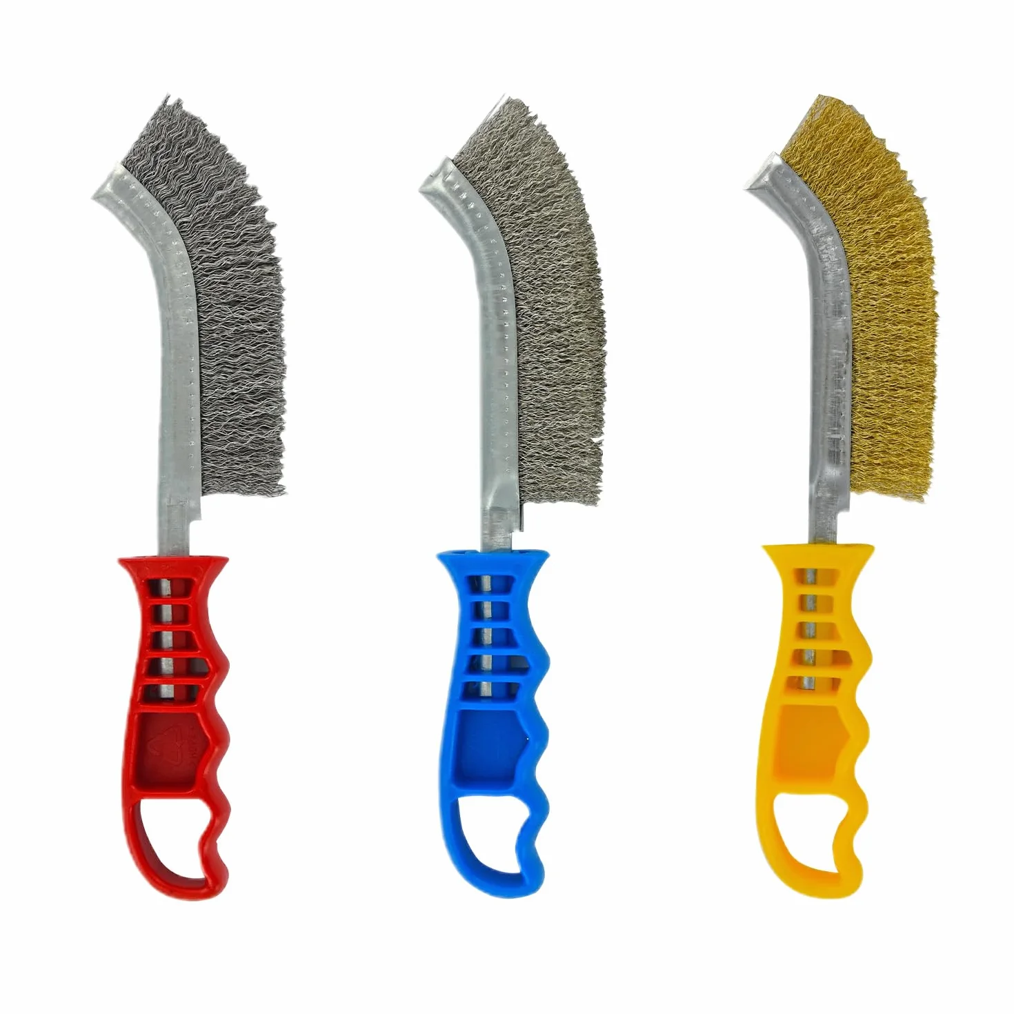 TIVOLY - Set di 3 spazzole manuali - Spazzole metalliche in acciaio, ottone e acciaio inox - Impugnature ergonomiche