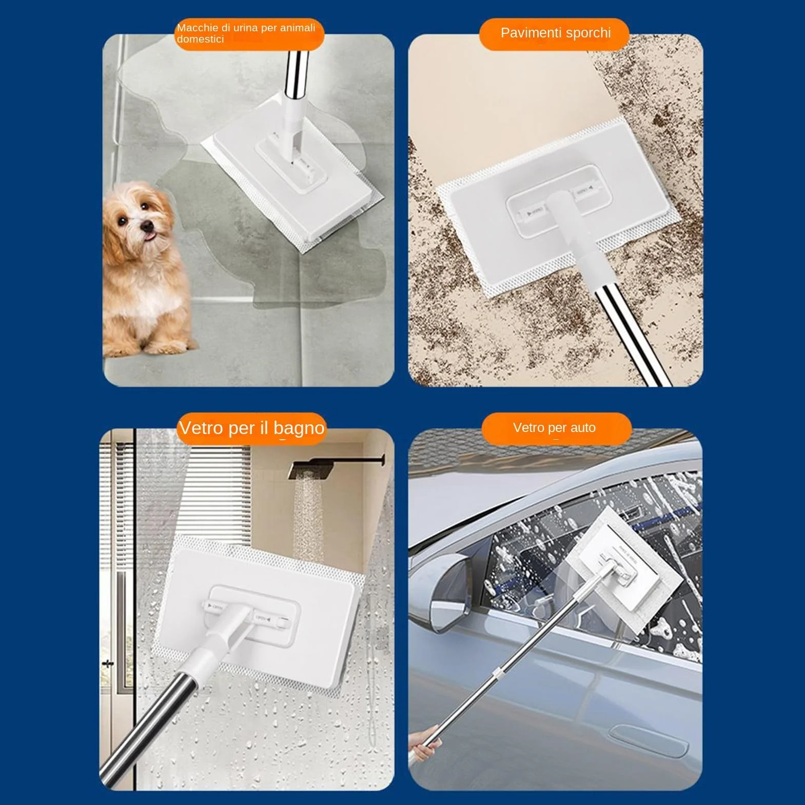 Kit MOP Domestica z 4 Panni Riutilizzabili Detergente Multiuso per Laminato Piastrelle Legno