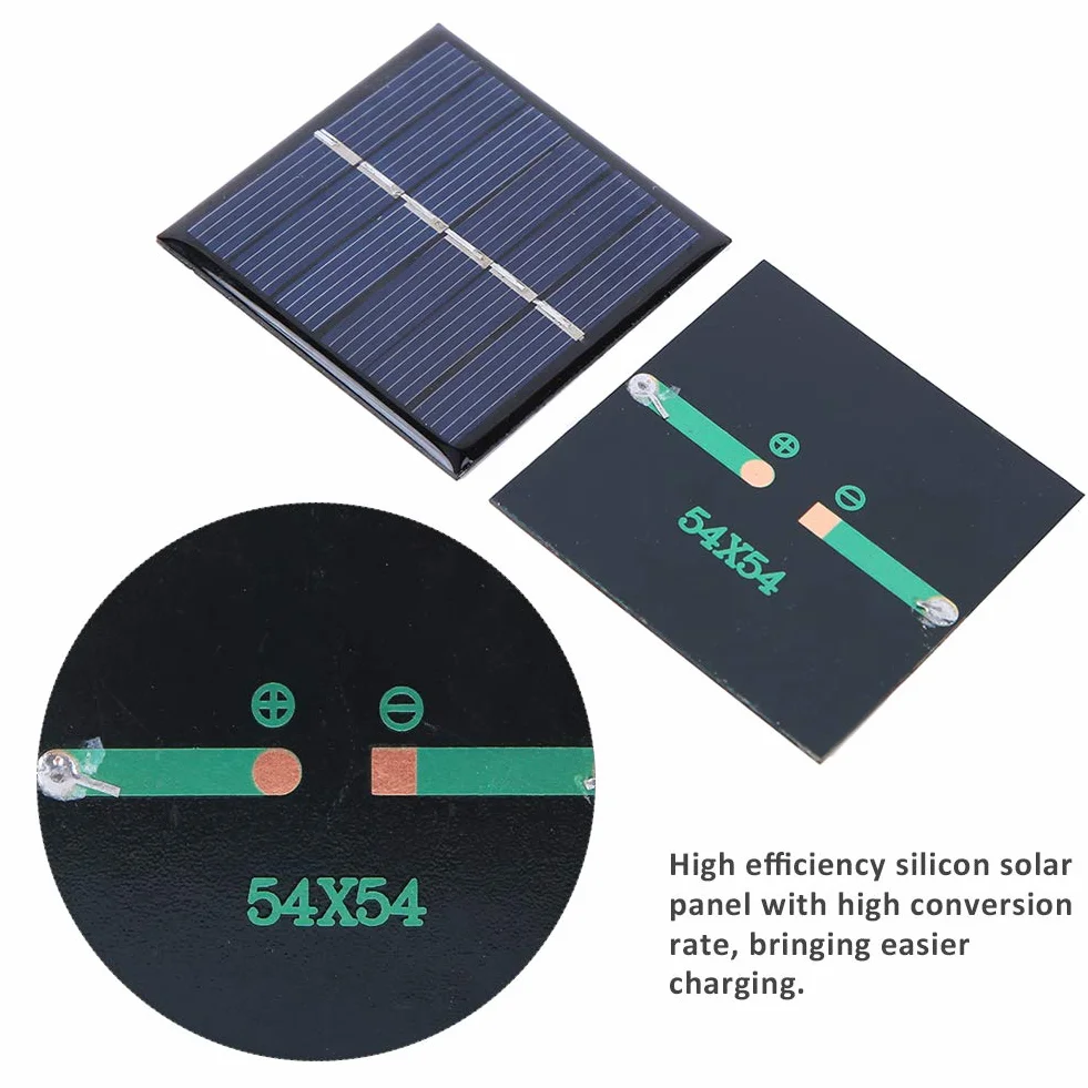 Pannello solare in silicio da 4 pcs 3v 168MA, 54x54mm/2.1x2.1in a energia solare Mini celle solariSistema fai -da -te Kit Emergenza Caricatore portatile portatile