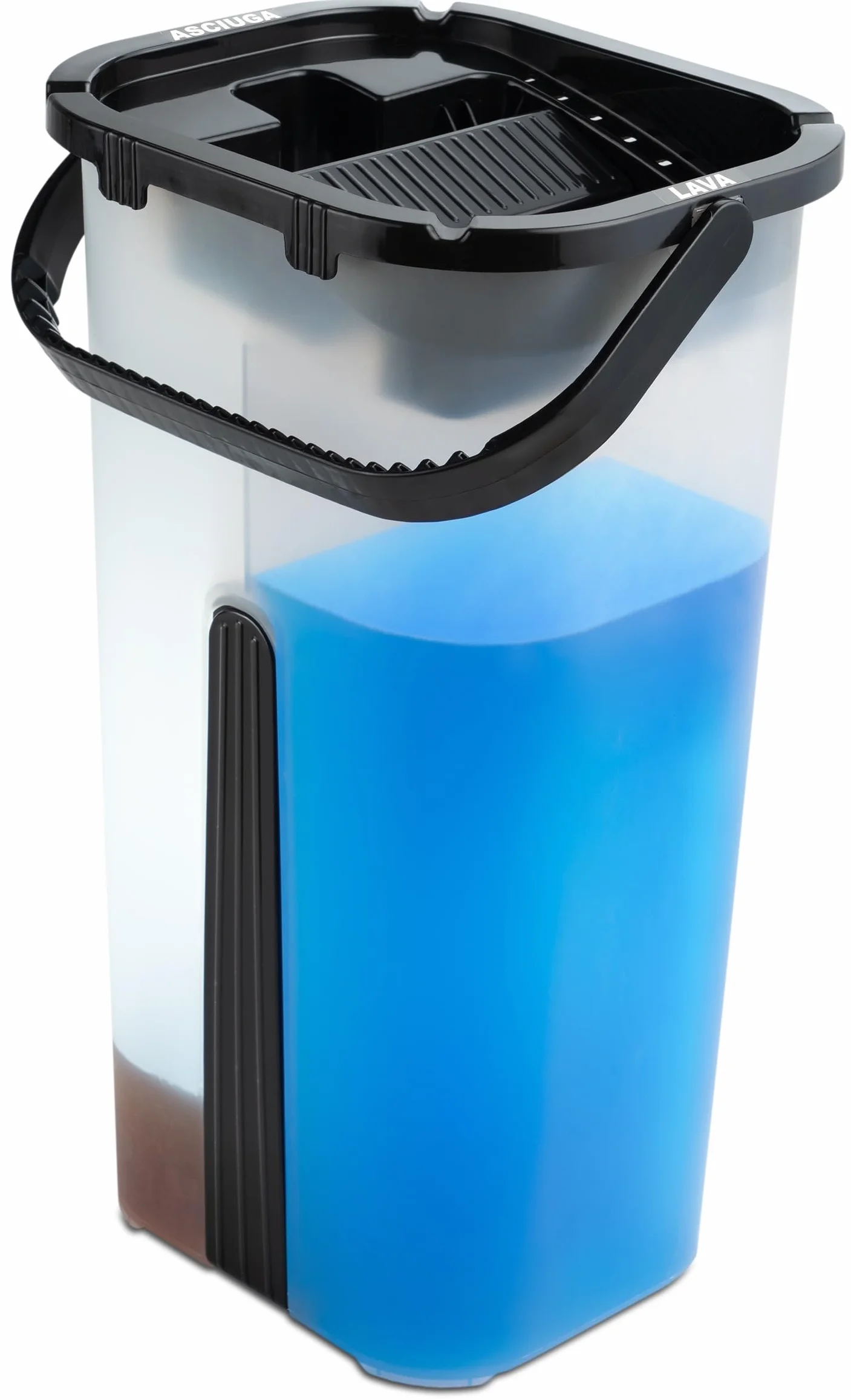 Lavapavimenti con Secchio e Mop in Microfibra 100%, Sky Mop Compact Lava e Asciuga, con Bastone in Acciaio Inox, Secchio Compatto con Strizzatore, Lavapavimenti