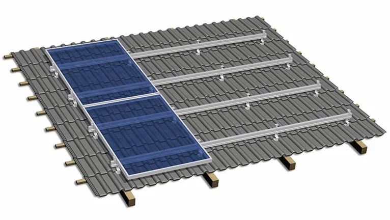 Kit struttura di montaggio sopra tegola per pannelli fotovoltaici con vite doppio filetto (7 pannelli)