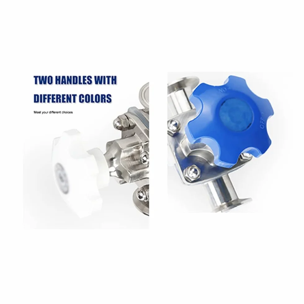 Valvole, 1/2" 3/4" 1" 1-1/4" Tubo OD 19mm 25mm 32mm DN20 Acciaio Inossidabile 316L Valvola A Membrana Sanitaria 1.5" Tri-Clamp Ferrule OD 50.5mm 1PC (Color : White Handle, Size : DN25 x Ferrule 50.5