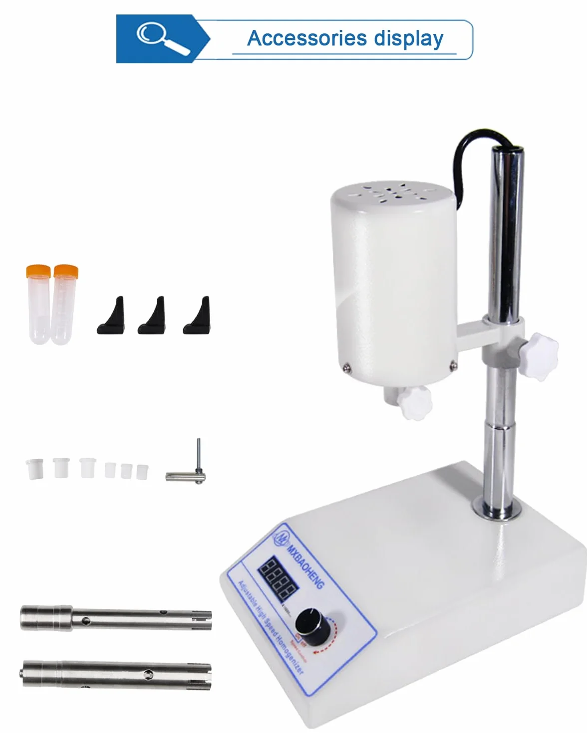 MXBAOHENG Omogeneizzatore Regolabile Emulsionatrice da laboratorio 5-1000 ML Emulsionante per dispersore da laboratorio FSH-2A con testa di lavoro 1212G e 1218G (220V)
