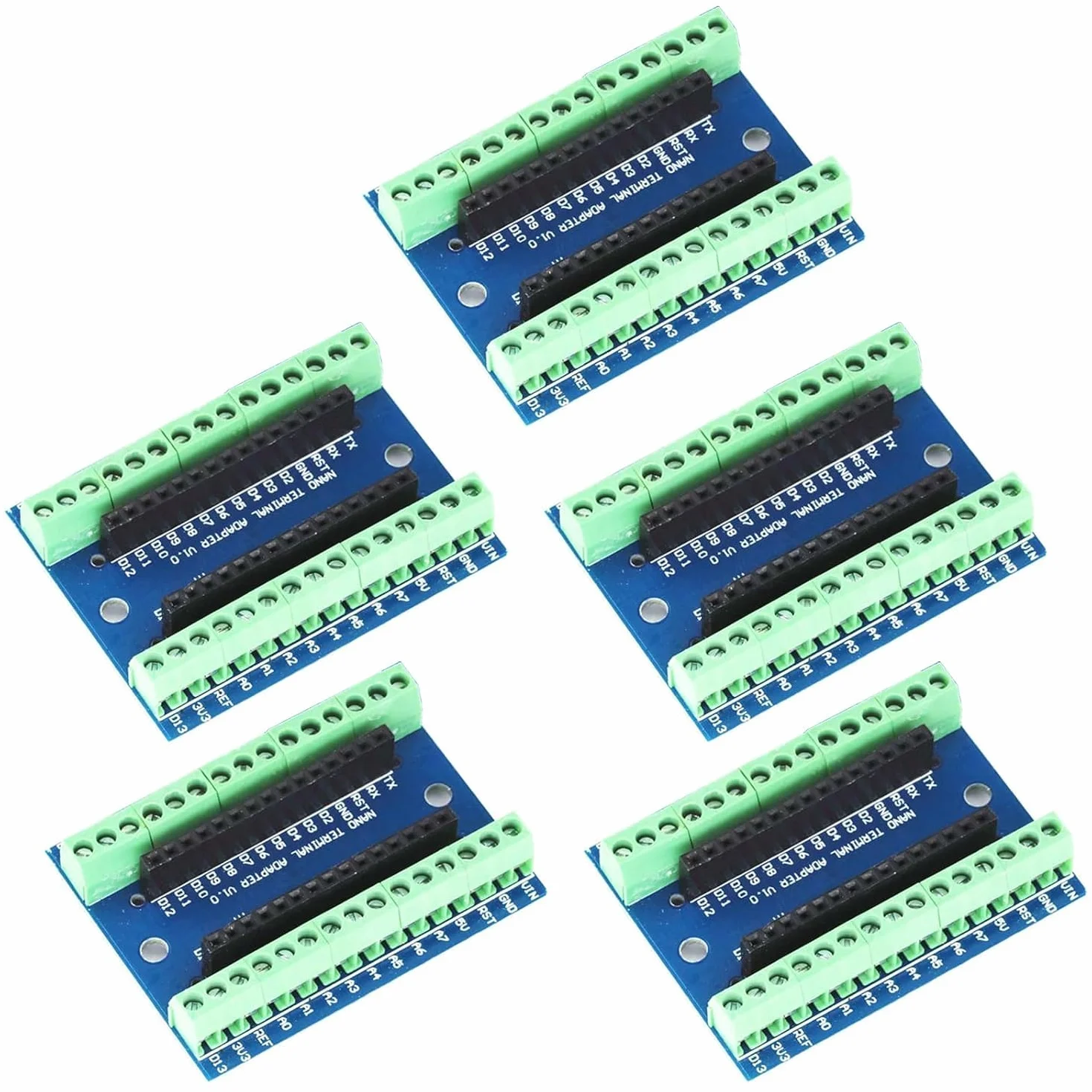 GERUI 5 pezzi Nano V3-GERUI Board Terminal Adapter Board,Nano Modul,Nano IO V1.O Expansion Board,Semplice scheda di espansione con morsetti a vite