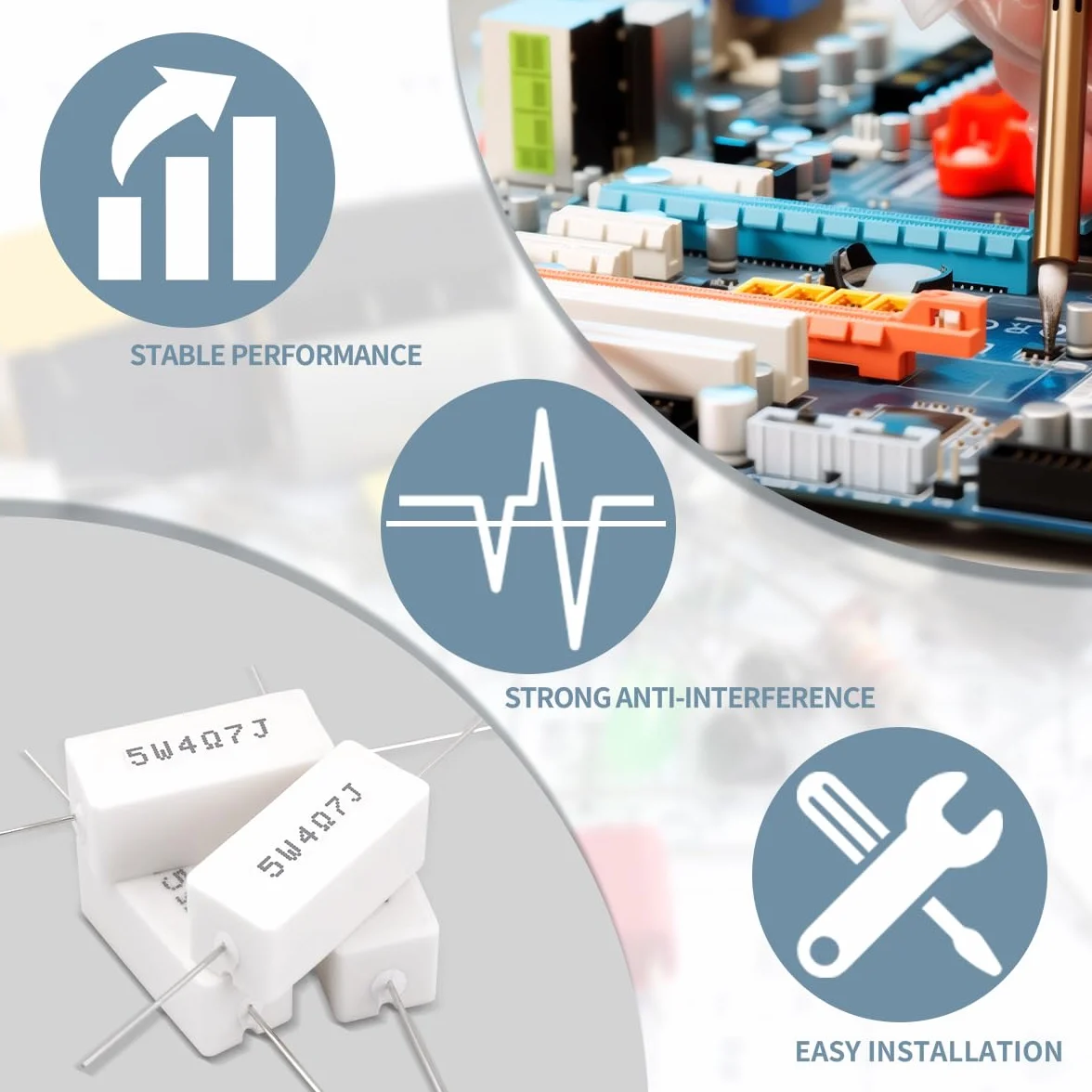 10 Pz 5W 5% Tolleranza 4.7 ohm Resistenza di cemento ceramico per progetti ed esperimenti fai da te