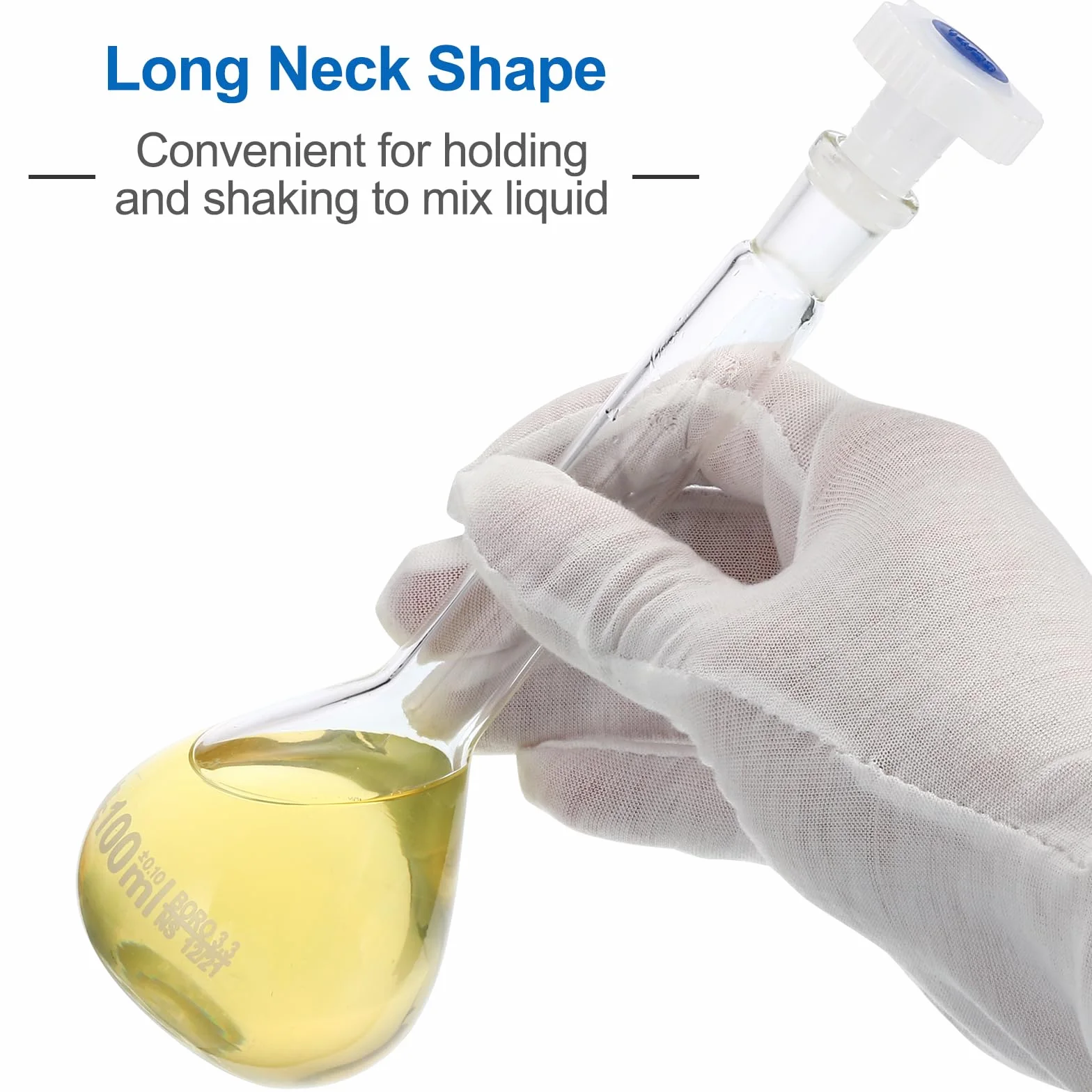PATIKIL Matraccio Tarato 100ml Matraccio Graduato 2pz 3.3 Vetro Borosilicato Graduato Volumetrico Misura Flacone con Spina Tappo Tolleranza 0.1ml per Laboratorio Esperimento Trasparente